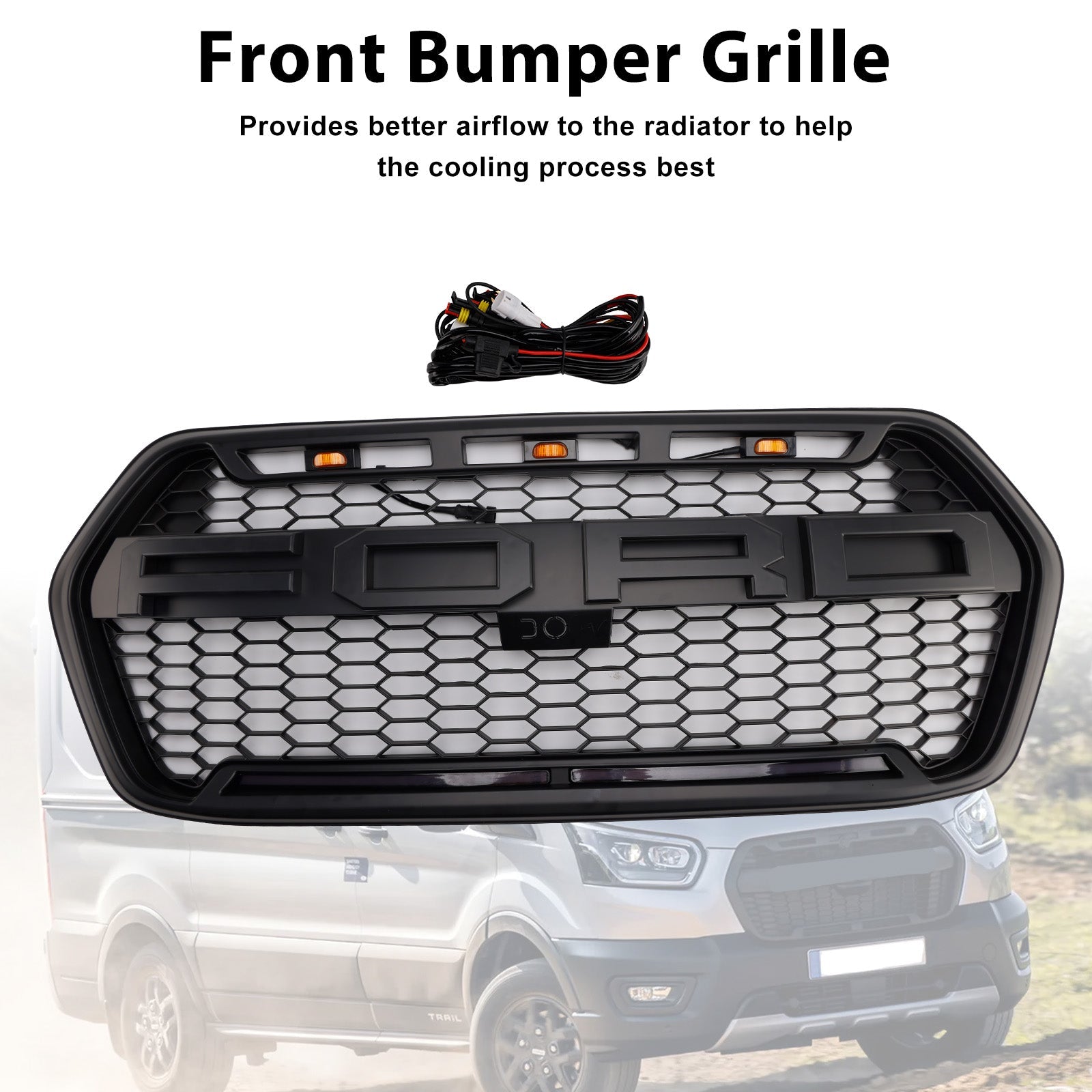 2020-2025 Ford Transit 150 250 350 Raptor Style Front Bumper Grill Grille