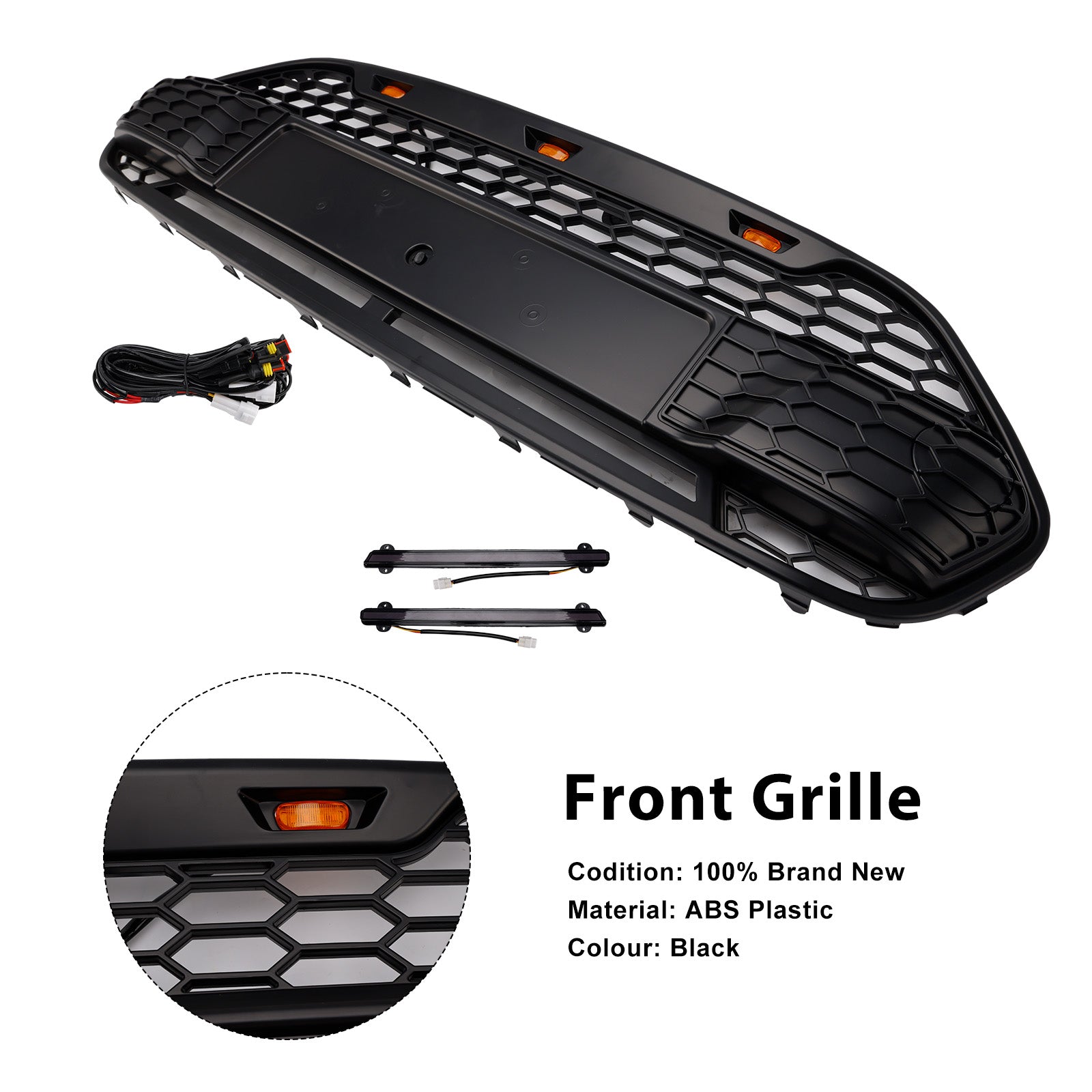 Ford Transit Connect 2014-2018 With LED Black Front Bumper Grill Grille