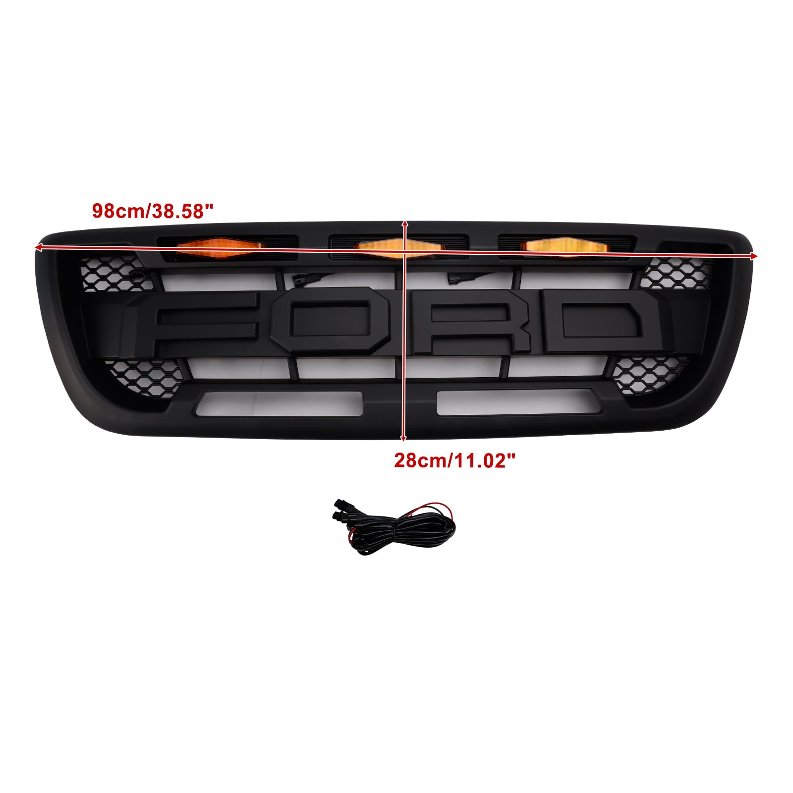 1998-2000 Ford Ranger With LED Light Matt Black Front Bumper Grill Grille