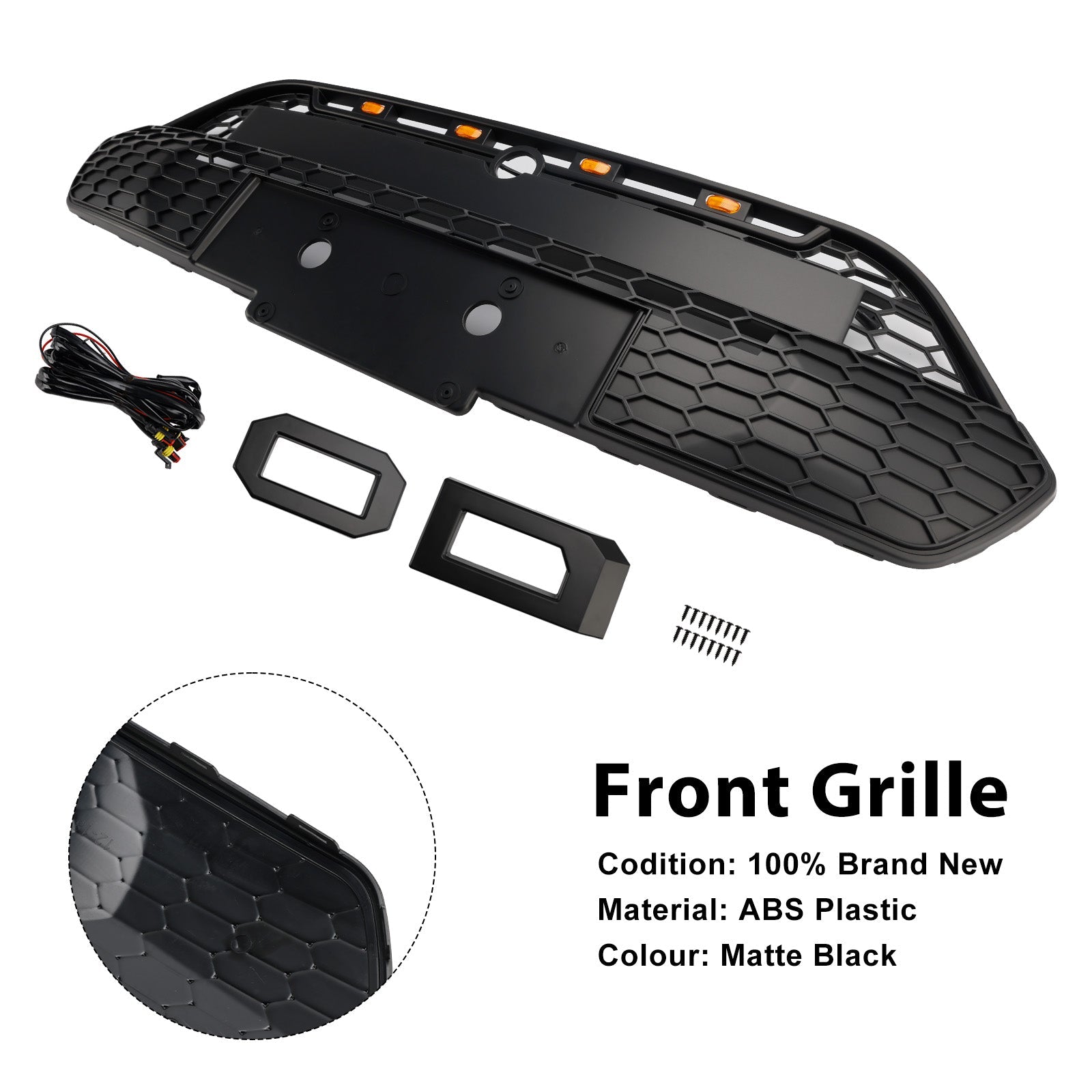 2013 2014 2015 2016 2017 Ford Transit Custom With LED Matte Black Front Bumper Grille Grill