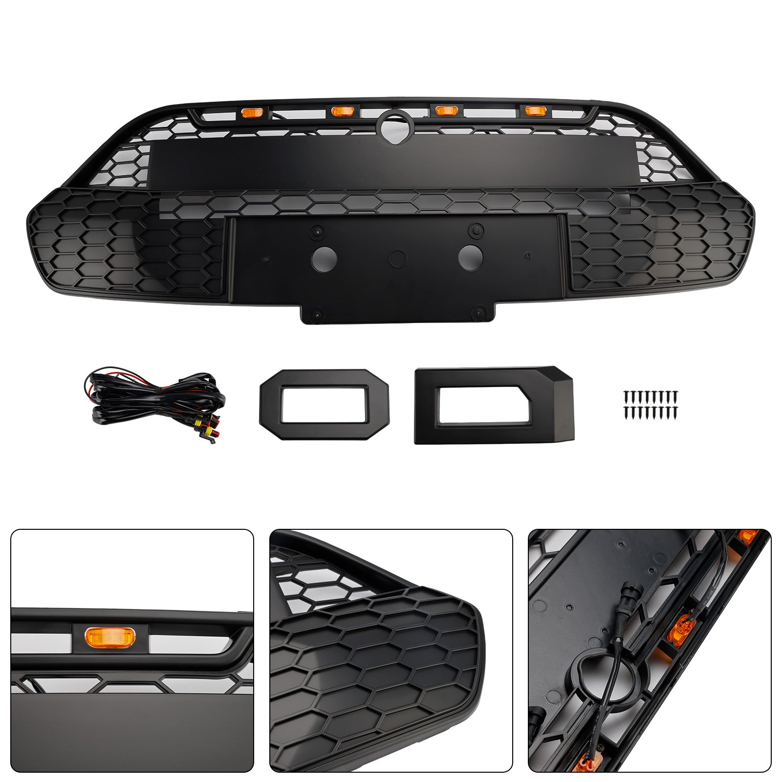 2013 2014 2015 2016 2017 Ford Transit Custom With LED Matte Black Front Bumper Grille Grill