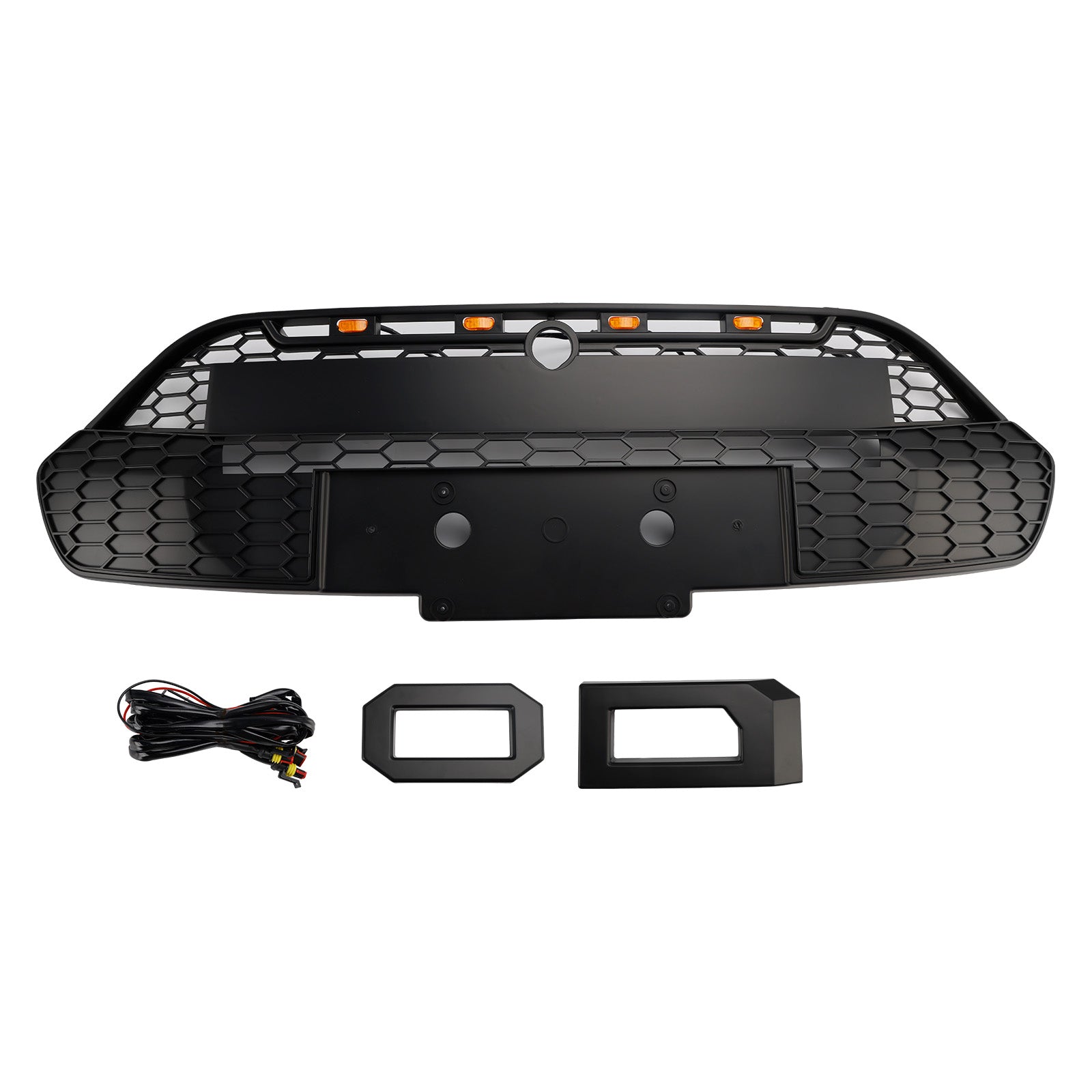 Ford Transit Custom 2013-2017 Matte Black Front Bumper Grille Grill With LED