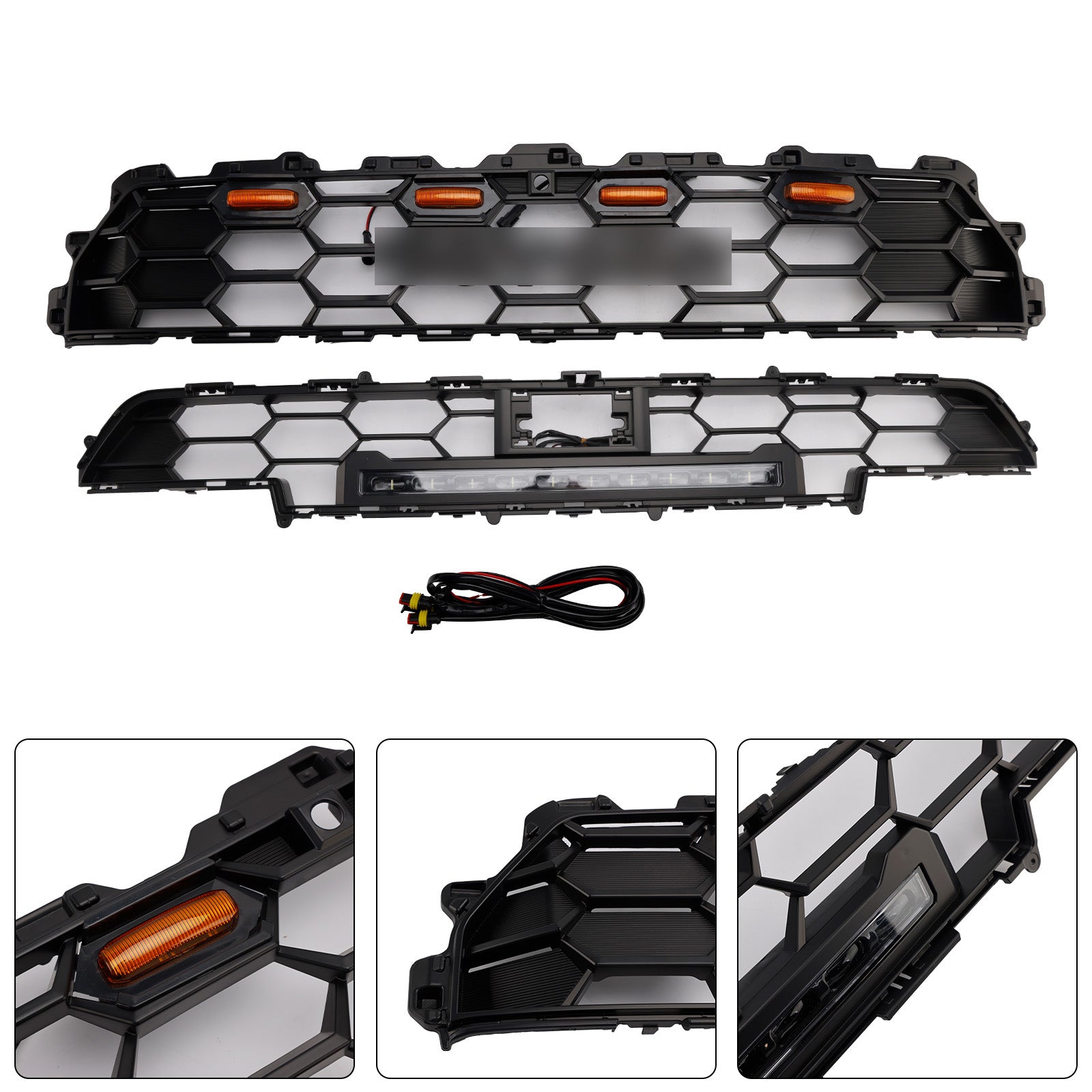 2024+ Toyota 4Runner TRD PRO W/Light Bar Front Bumper Grille Grill Black