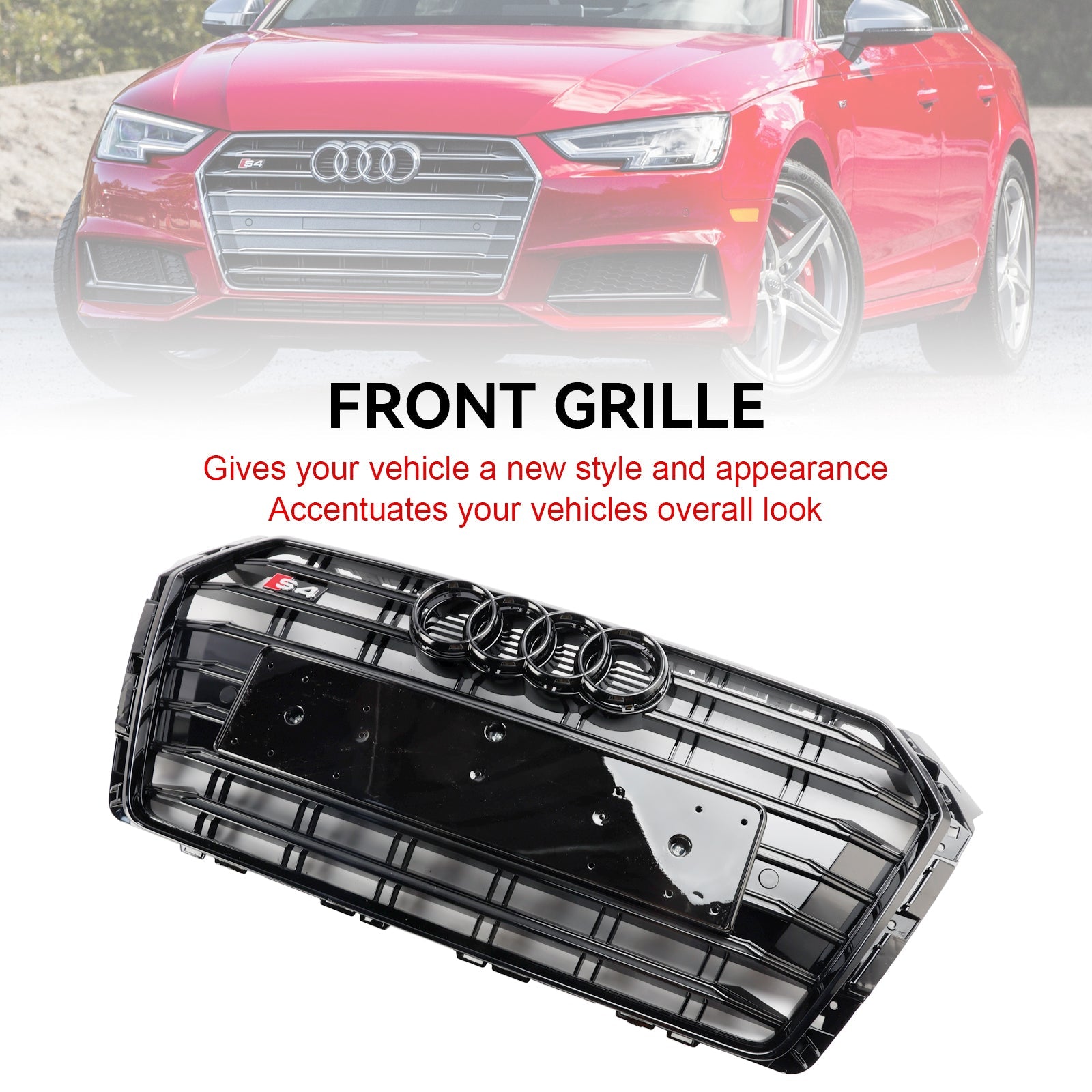 Audi A4/S4 B9 2017-2018 S4 Style Bumper Mesh Hex Grille Grill Black