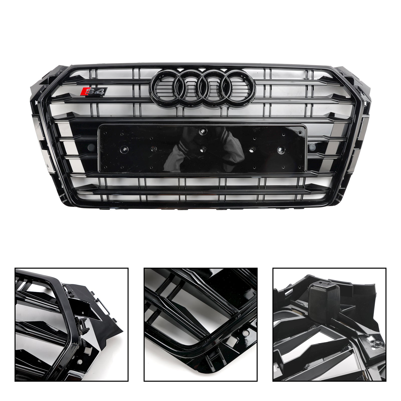 Audi A4/S4 B9 2017-2018 S4 Style Bumper Mesh Hex Grille Grill Black