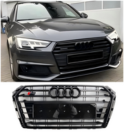Audi A4/S4 B9 2017-2018 S4 Style Bumper Mesh Hex Grille Grill Black