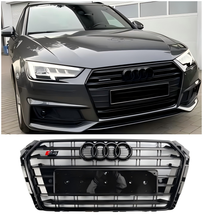 Audi A4/S4 B9 2017-2018 S4 Style Bumper Mesh Hex Grille Grill Black