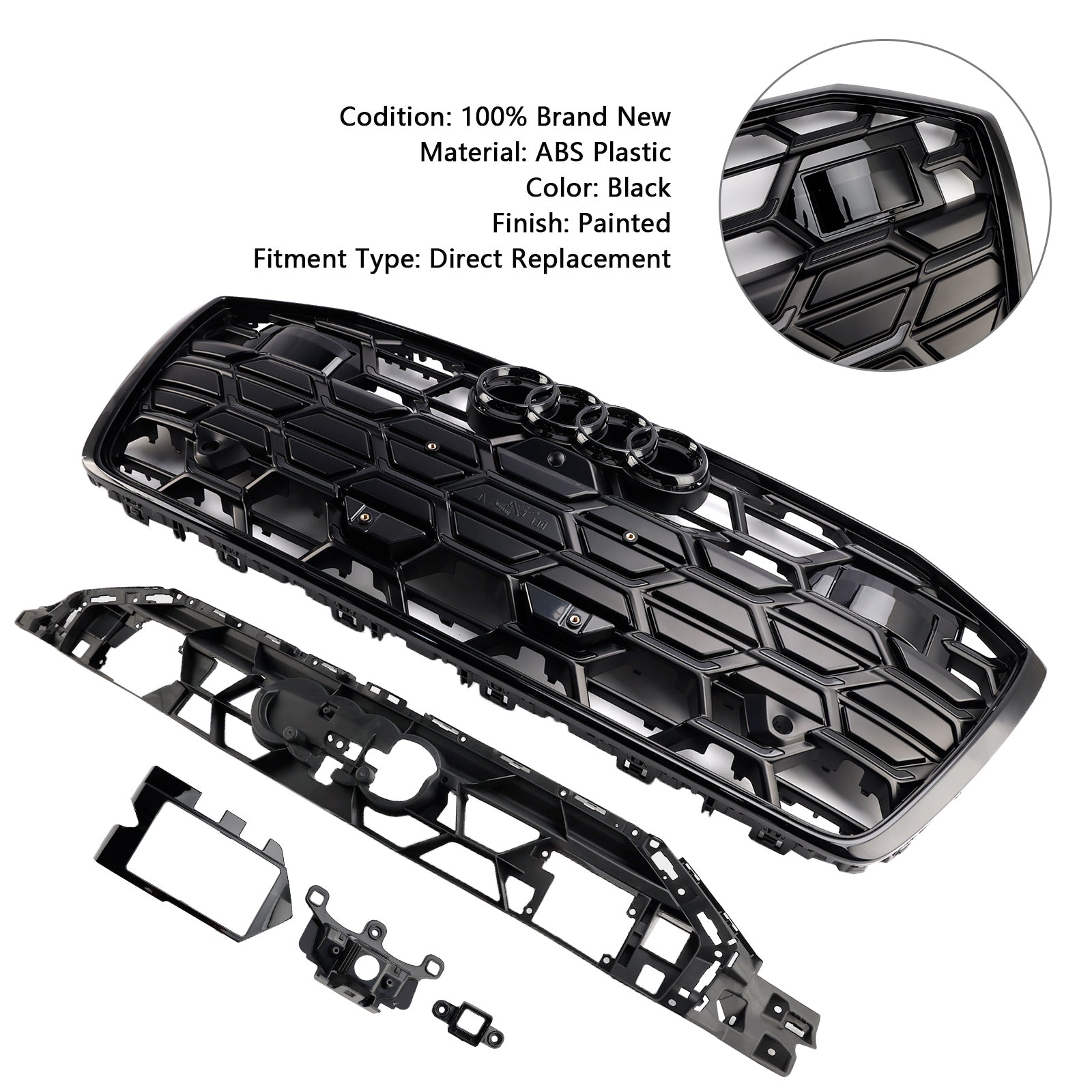 2019 2020 2021 2022 2023 Audi A6 S6 Black Front Bumper Grille Grill 4K0853651T