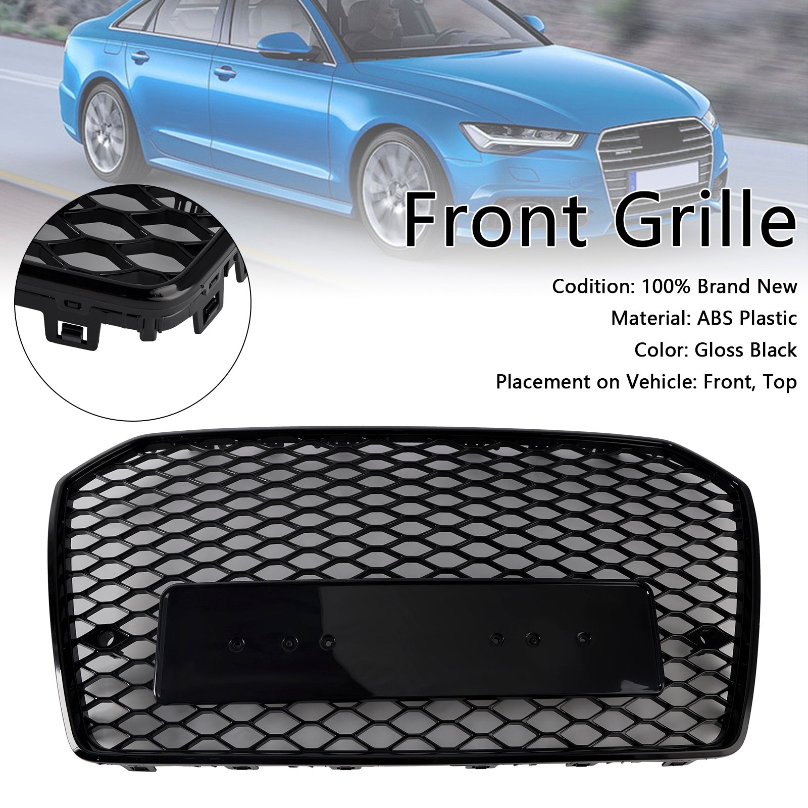 2016 2017 2018 Audi A6 S6 C7 RS6 Style Front Honeycomb Mesh Grille Grill Black