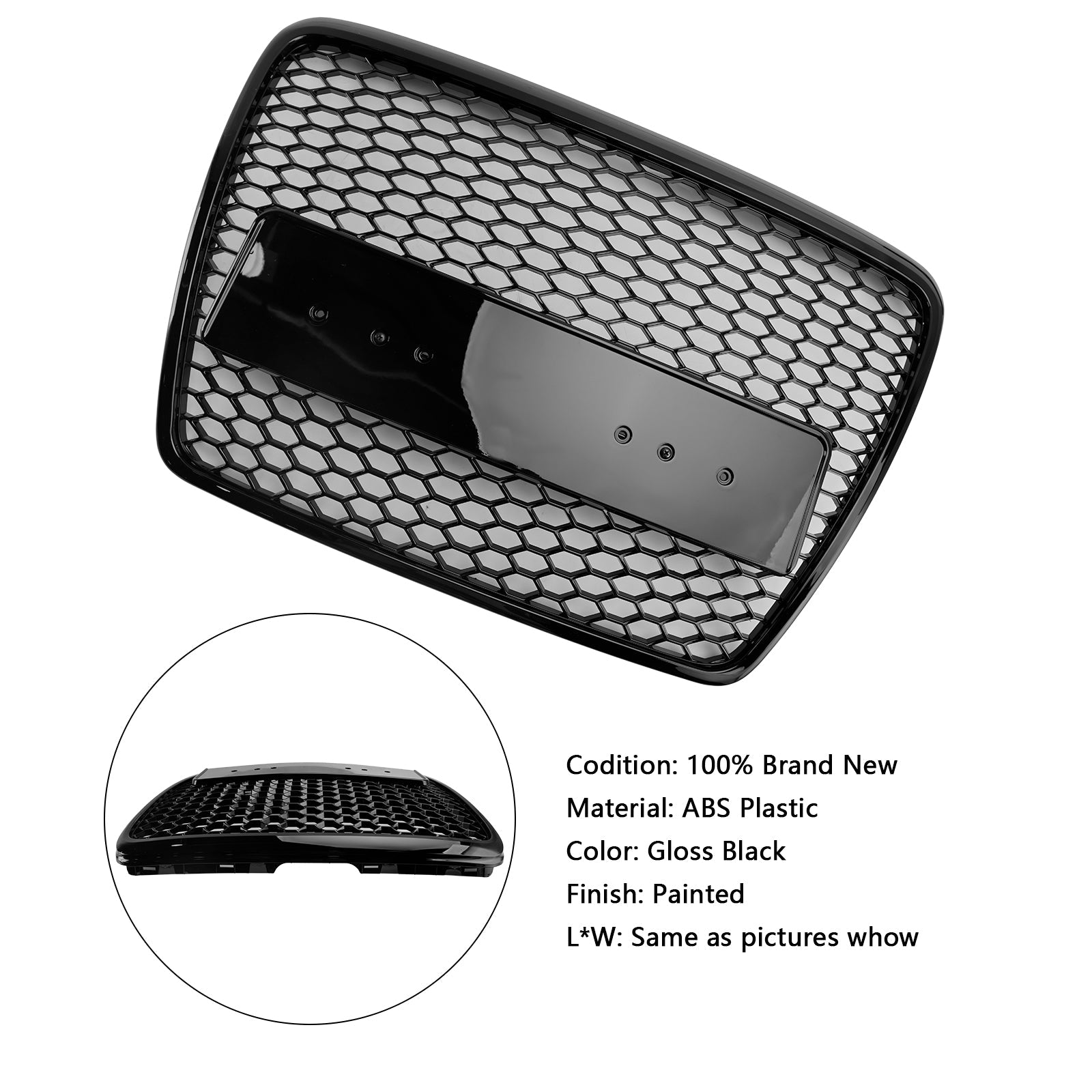 2008 2009 2010 2011 Audi A6 C6 Facelift Black Front Honeycomb Bumper Grill Grille