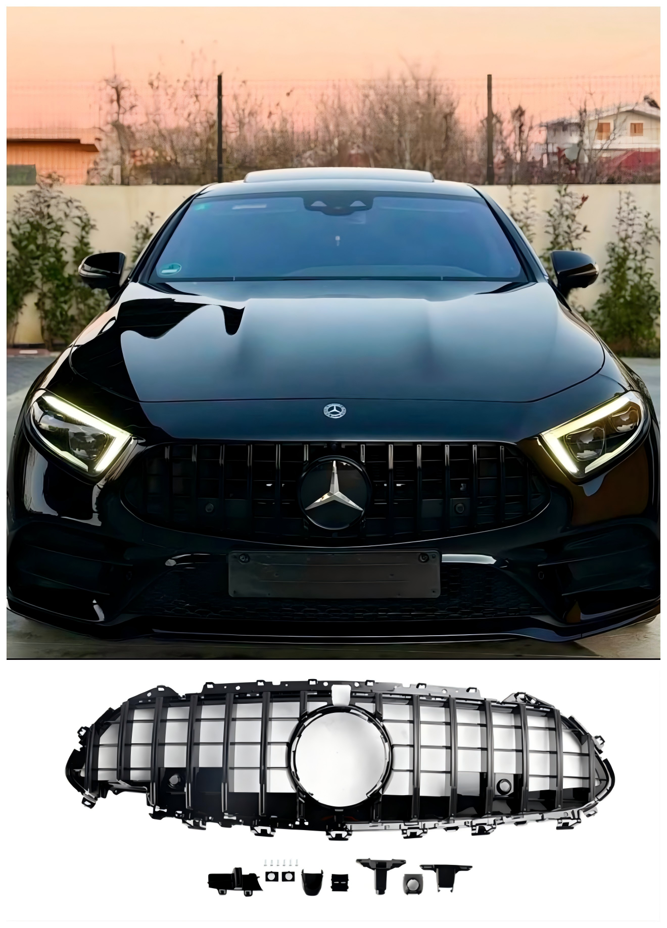 2018 2019 2020 2021 2022 2023 2024 Mercedes CLS C257 W257 Coupe Black Front Bumper Grill Grille