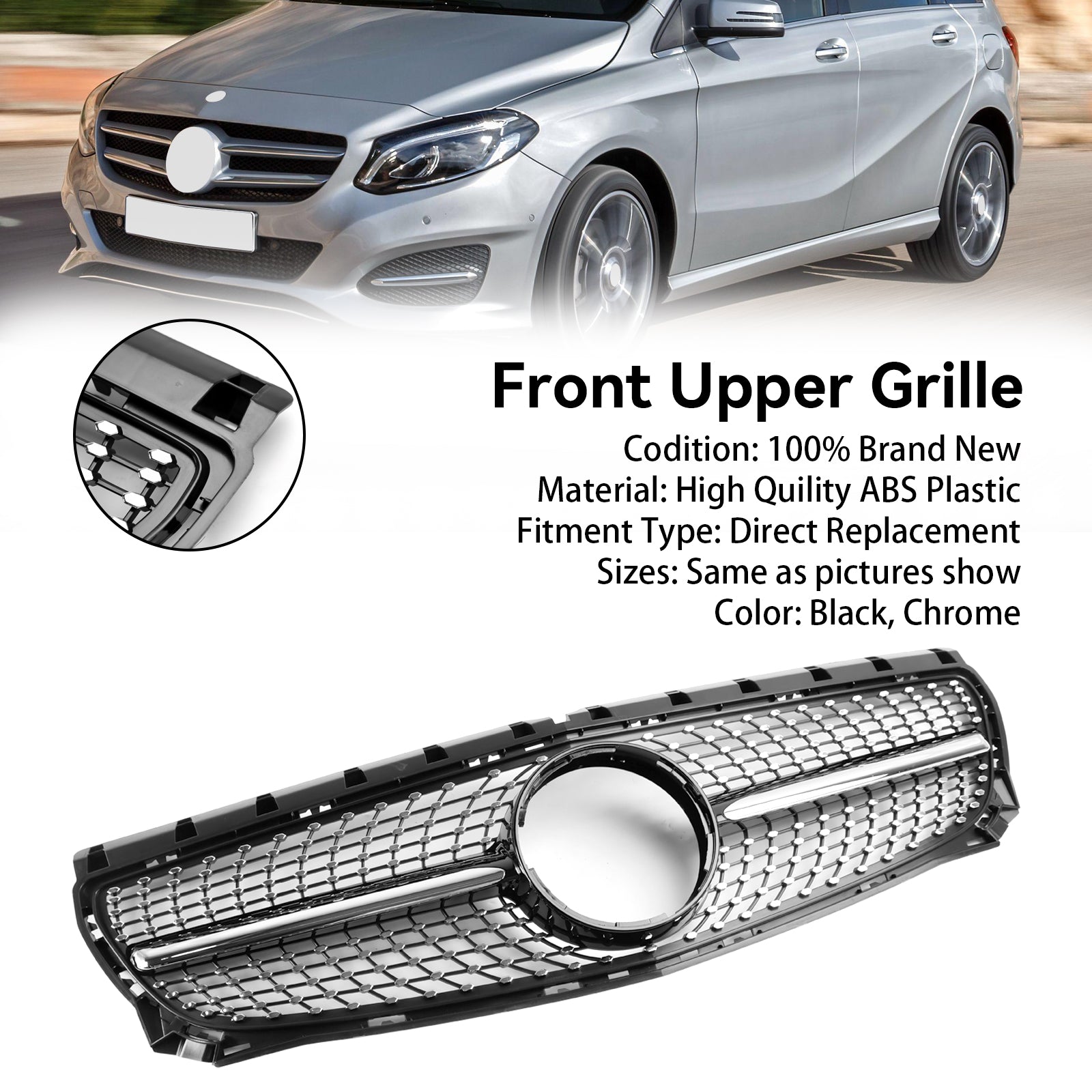 2011-2014 Mercedes Benz B-Class W246 Front Bumper Grill Grille Diamond A2468850722