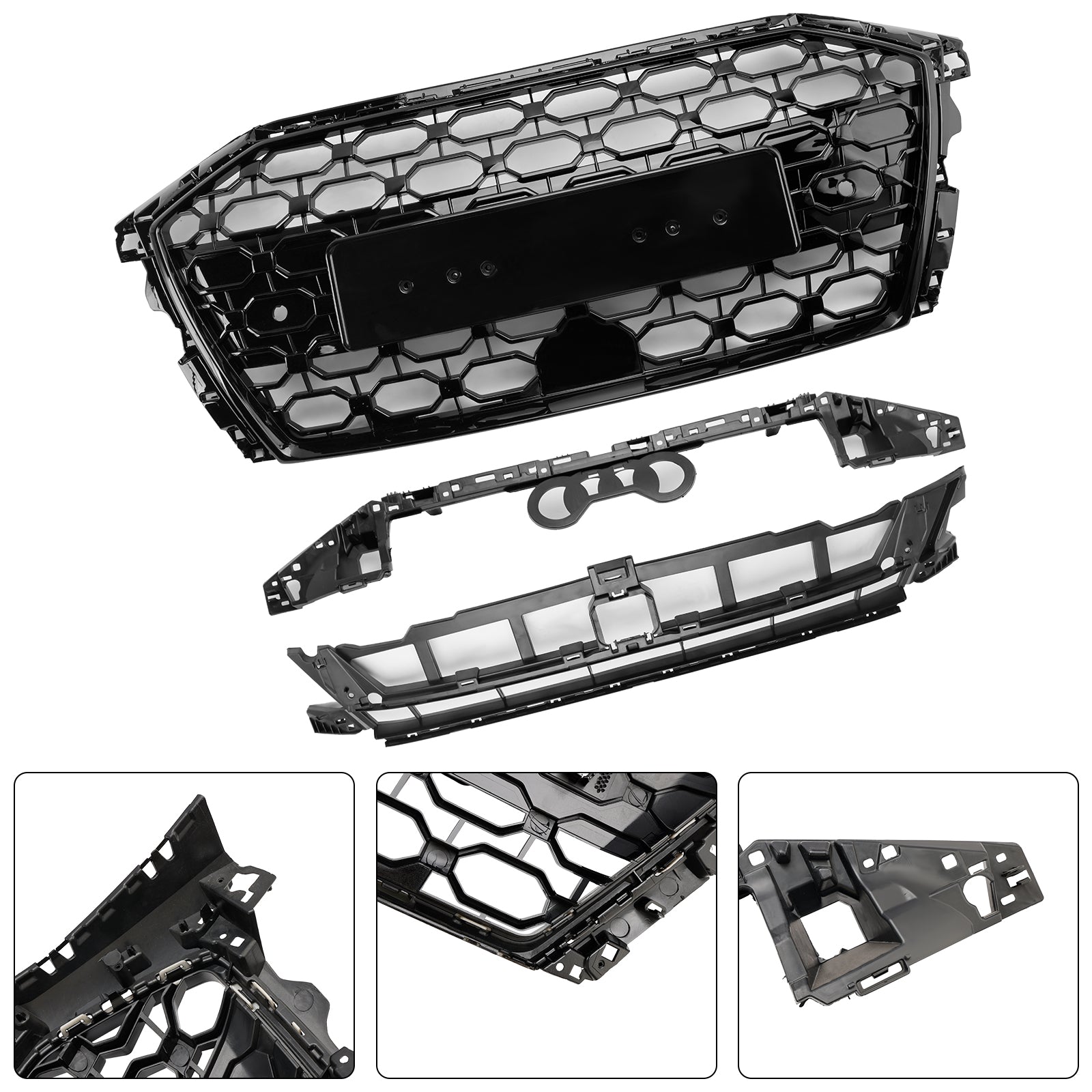 2020-2024 Audi A3 S3 RS3 Style Honeycomb Front Grille Grill Gloss Black