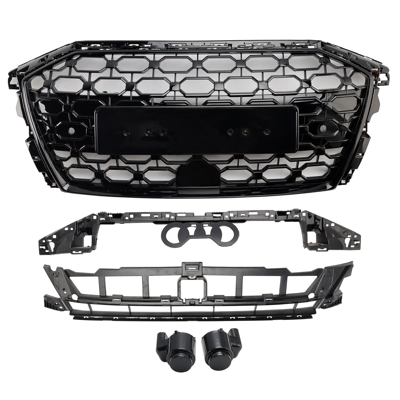2020-2024 Audi A3 S3 RS3 Style Honeycomb Front Grille Grill Gloss Black