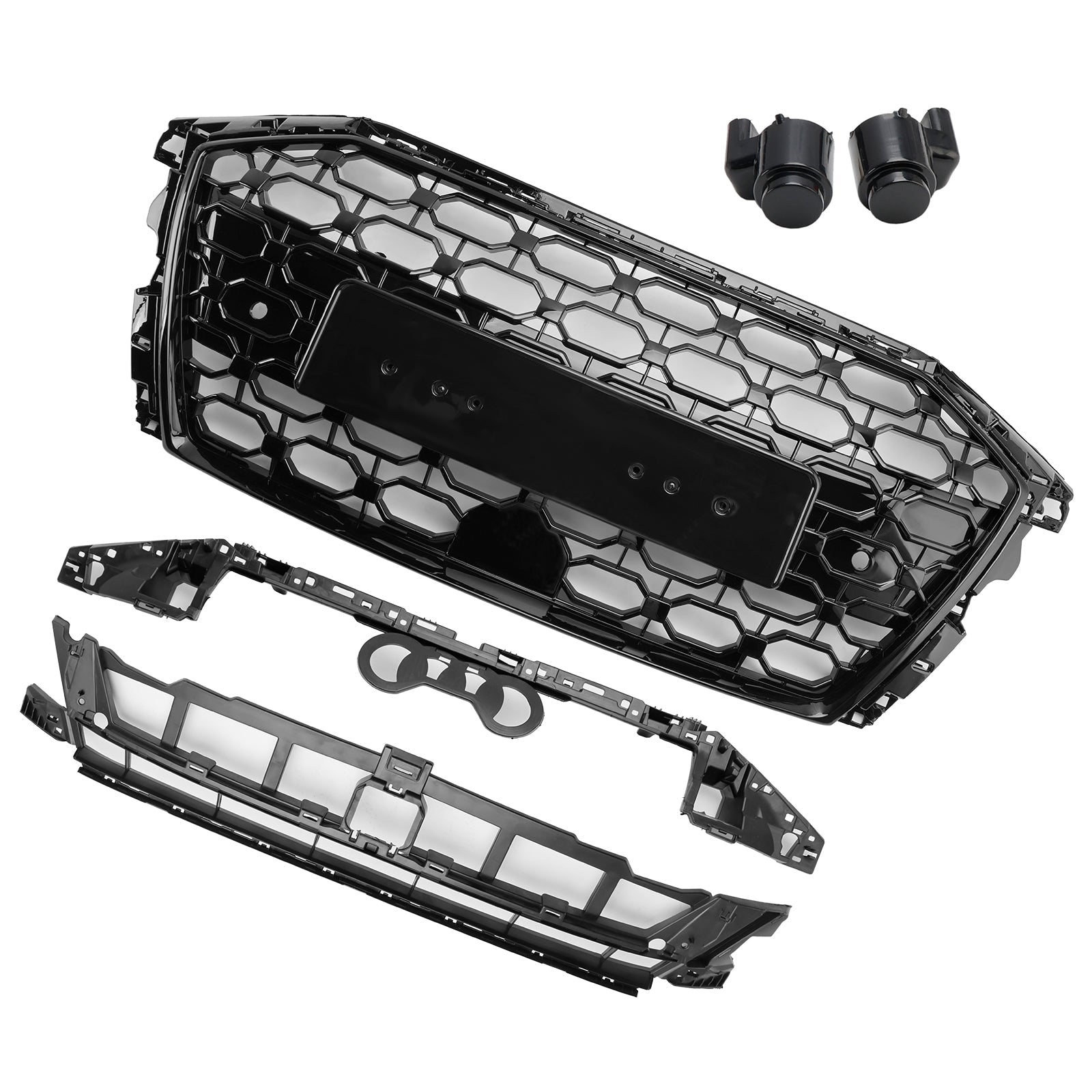 2020-2024 Audi A3 S3 RS3 Style Honeycomb Front Grille Grill Gloss Black