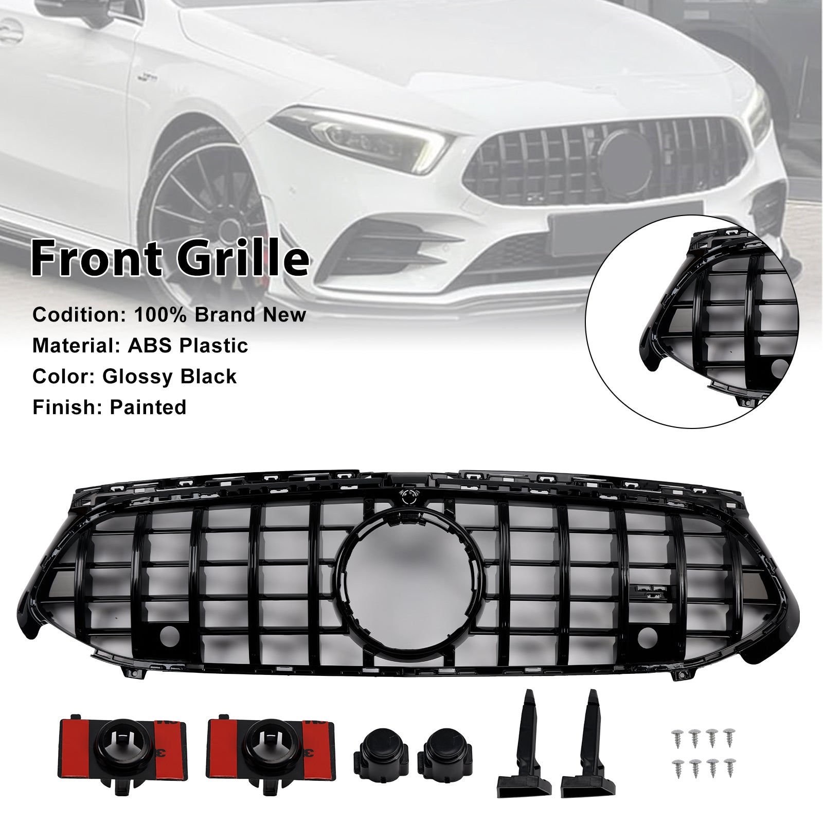 2023-2025 Mercedes A-Class W177 A35 A180 Gloss Black Front Grille Grill