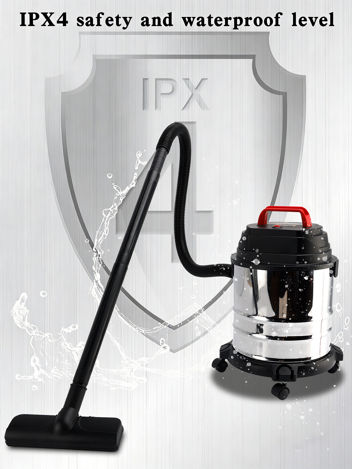 5 Gallon Steel Stainless Wet/Dry Canister Vac Shop Vacuum Cleaner 1800W
