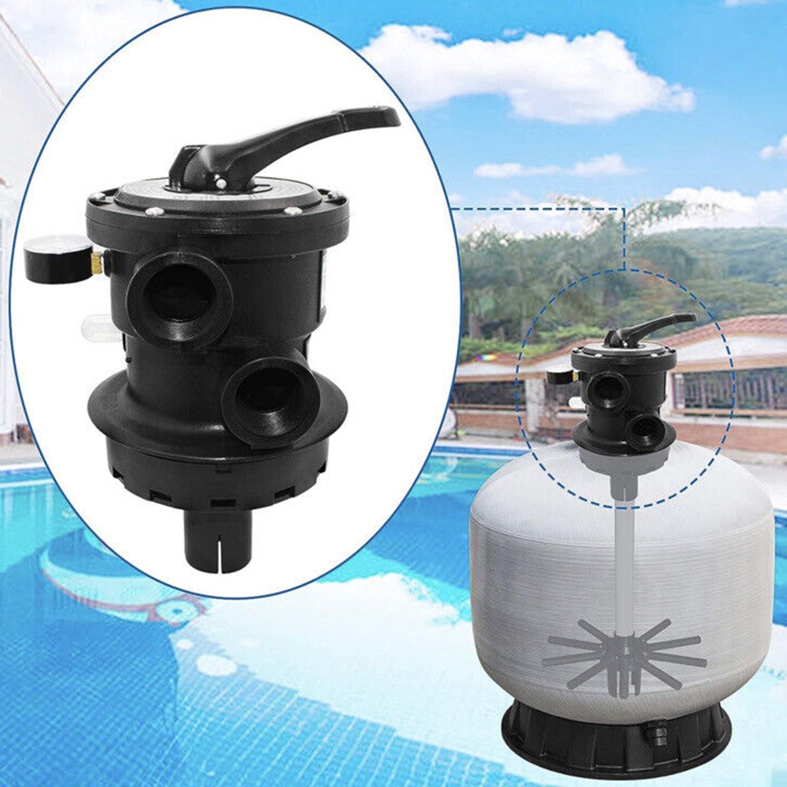 SP0714T Vari-Flo Control 1-1/2" FIP Top Mount Multiport Valve For Hayward