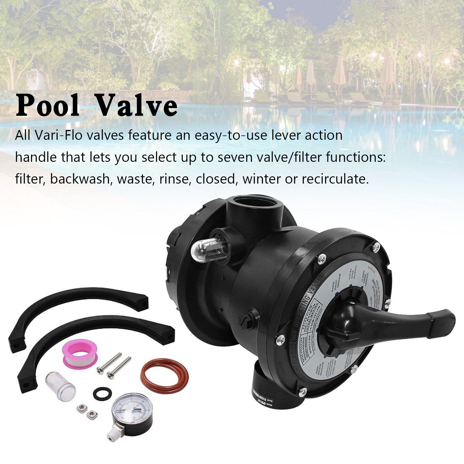 SP0714T Vari-Flo Control 1-1/2" FIP Top Mount Multiport Valve For Hayward