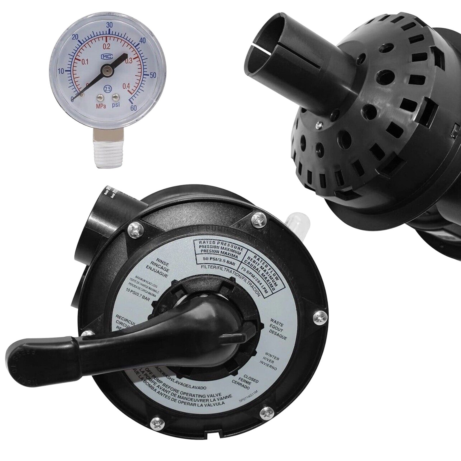 SP0714T Vari-Flo Control 1-1/2" FIP Top Mount Multiport Valve For Hayward