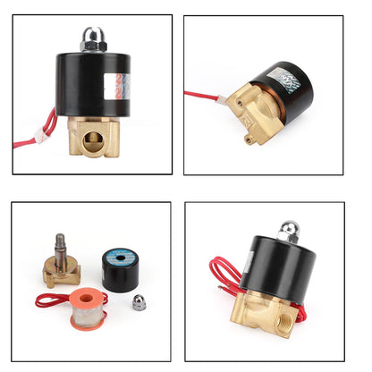 1/4" AC 220V Brass Normally Closed Electric Solenoid Valve BSP Gas Water Air N/C