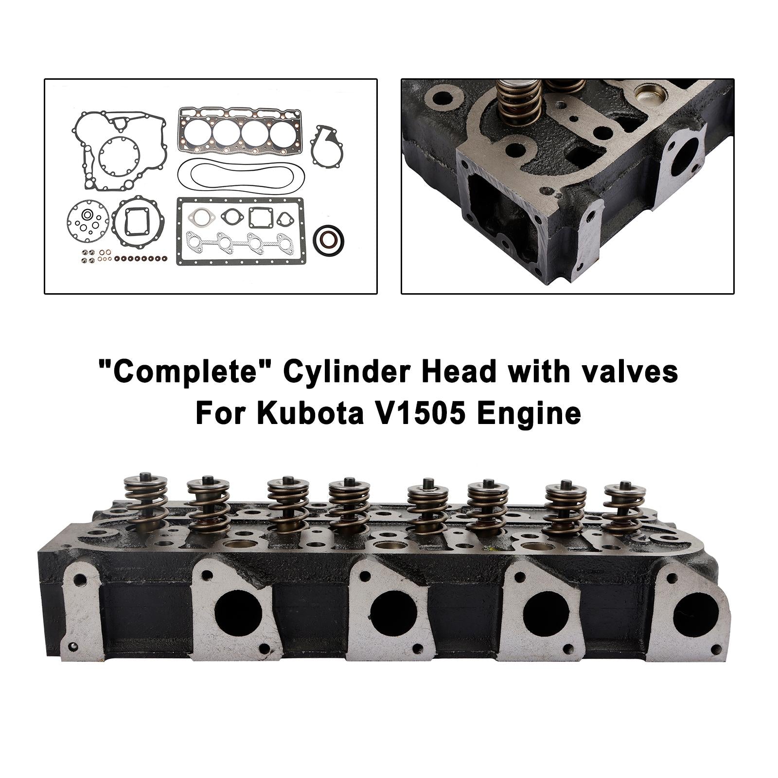 Complete Cylinder Head Assy+Gasket Kit For Kubota V1505 V1505D 1G091-03044