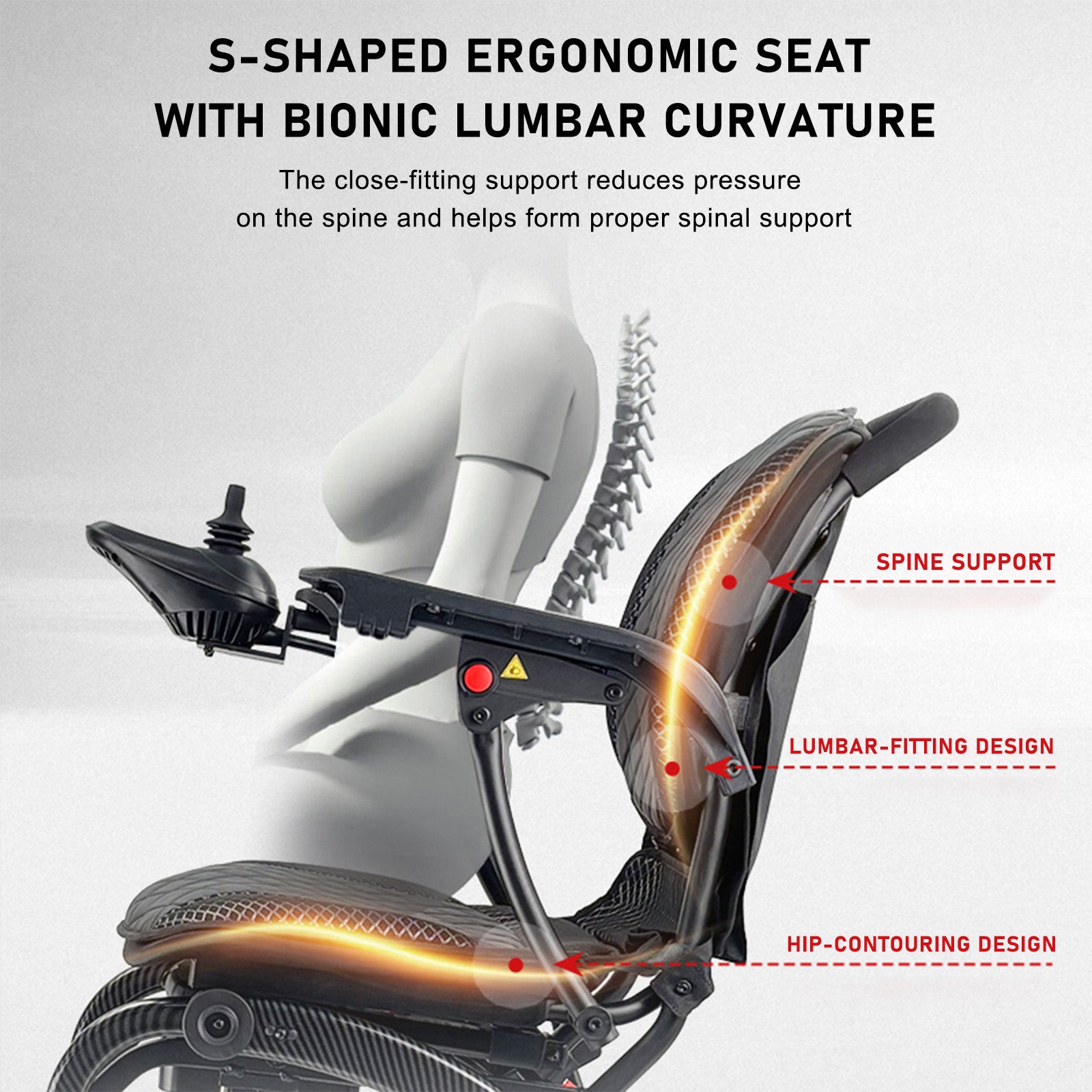 360W Ergonomics Electric Wheelchair Lightweight Folding Wheelchair for Adults Seniors Black