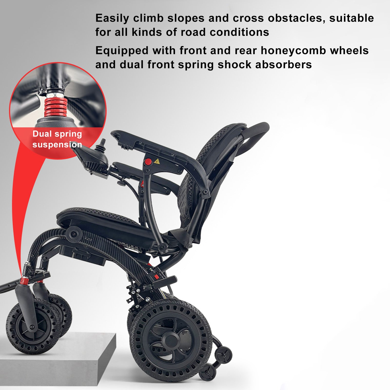 360W Ergonomics Electric Wheelchair Lightweight Folding Wheelchair for Adults Seniors Black