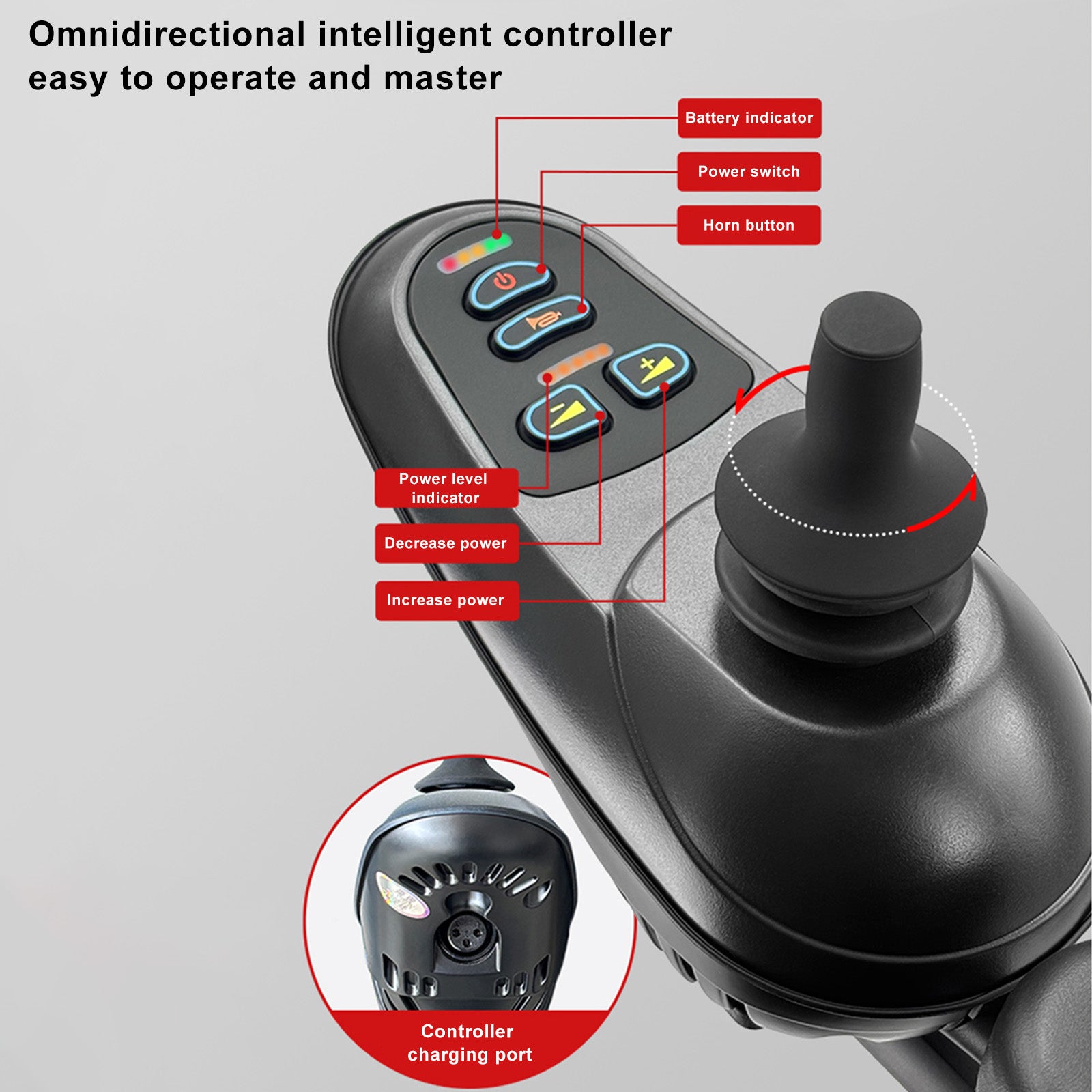 360W Ergonomics Electric Wheelchair Lightweight Folding Wheelchair for Adults Seniors Black