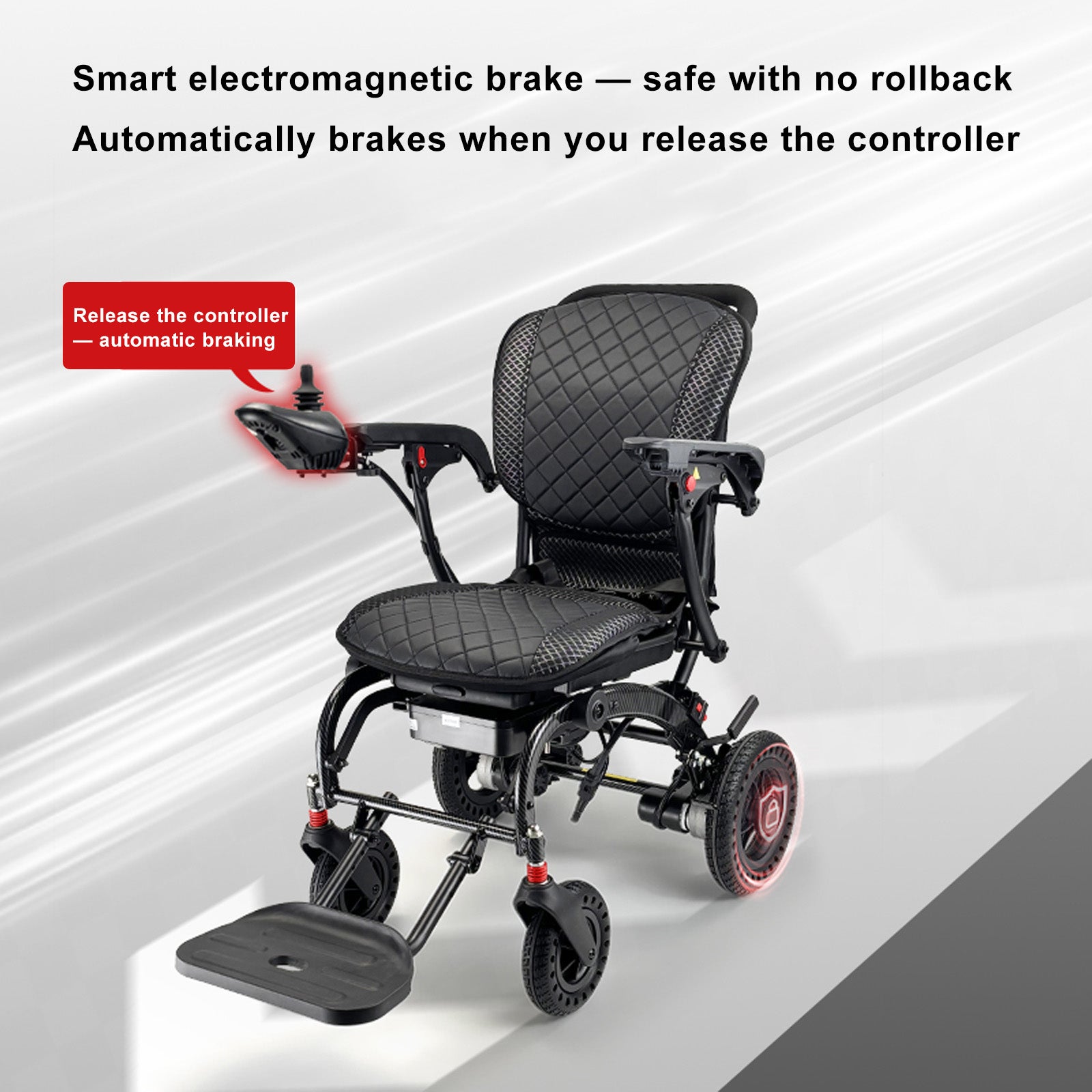 360W Ergonomics Electric Wheelchair Lightweight Folding Wheelchair for Adults Seniors Black