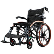Hand-Push Aluminum Alloy Frame Wheelchair with Magnesium Alloy Wheels Adjustable Footrests and Eco-Friendly Oxford Fabric Seat – Lightweight Easy-to-Fold