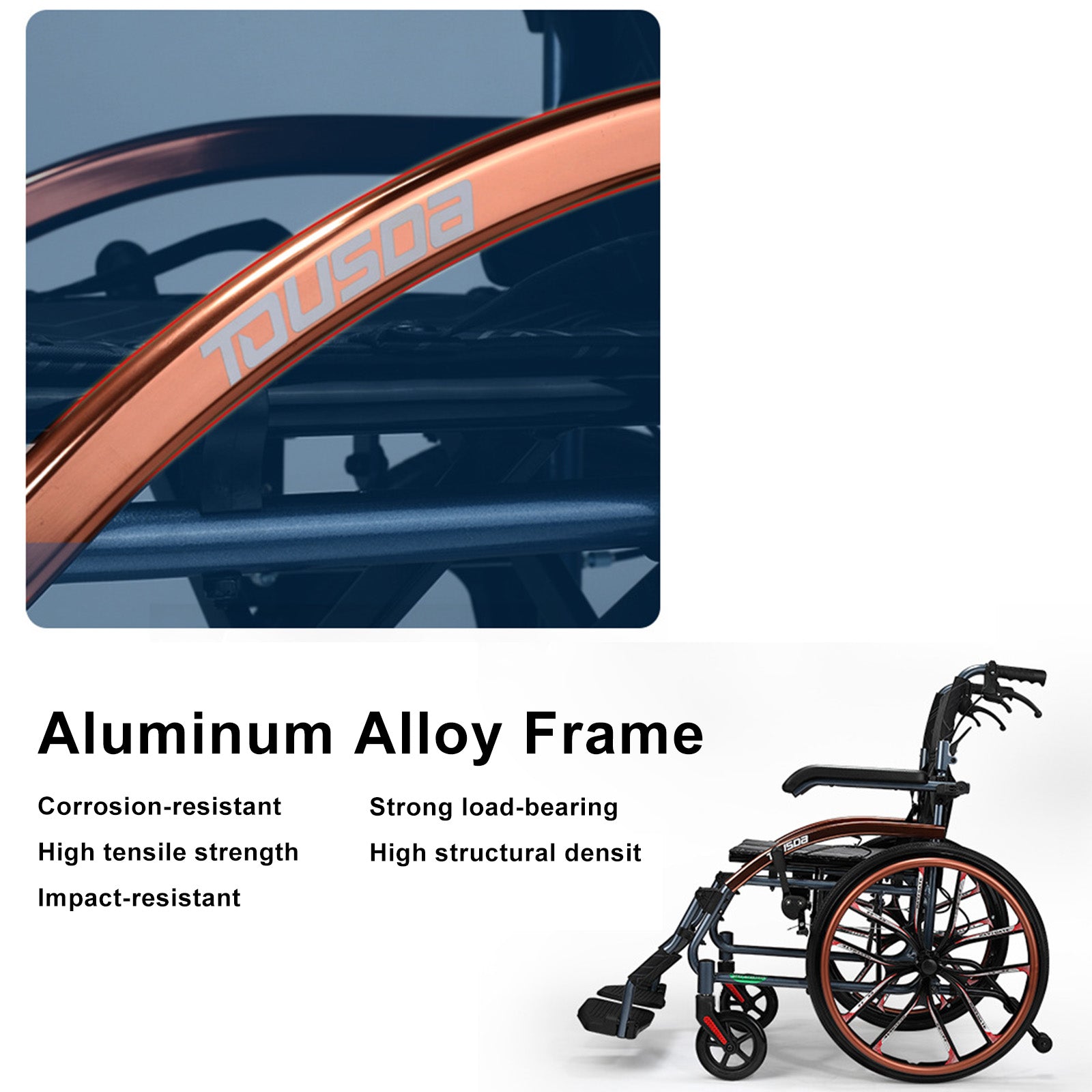 Hand-Push Aluminum Alloy Frame Wheelchair with Magnesium Alloy Wheels Adjustable Footrests and Eco-Friendly Oxford Fabric Seat – Lightweight Easy-to-Fold