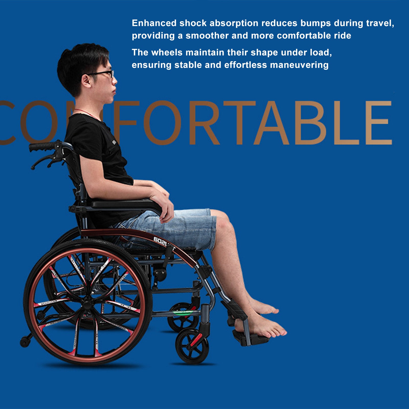 Hand-Push Aluminum Alloy Frame Wheelchair with Magnesium Alloy Wheels Adjustable Footrests and Eco-Friendly Oxford Fabric Seat – Lightweight Easy-to-Fold