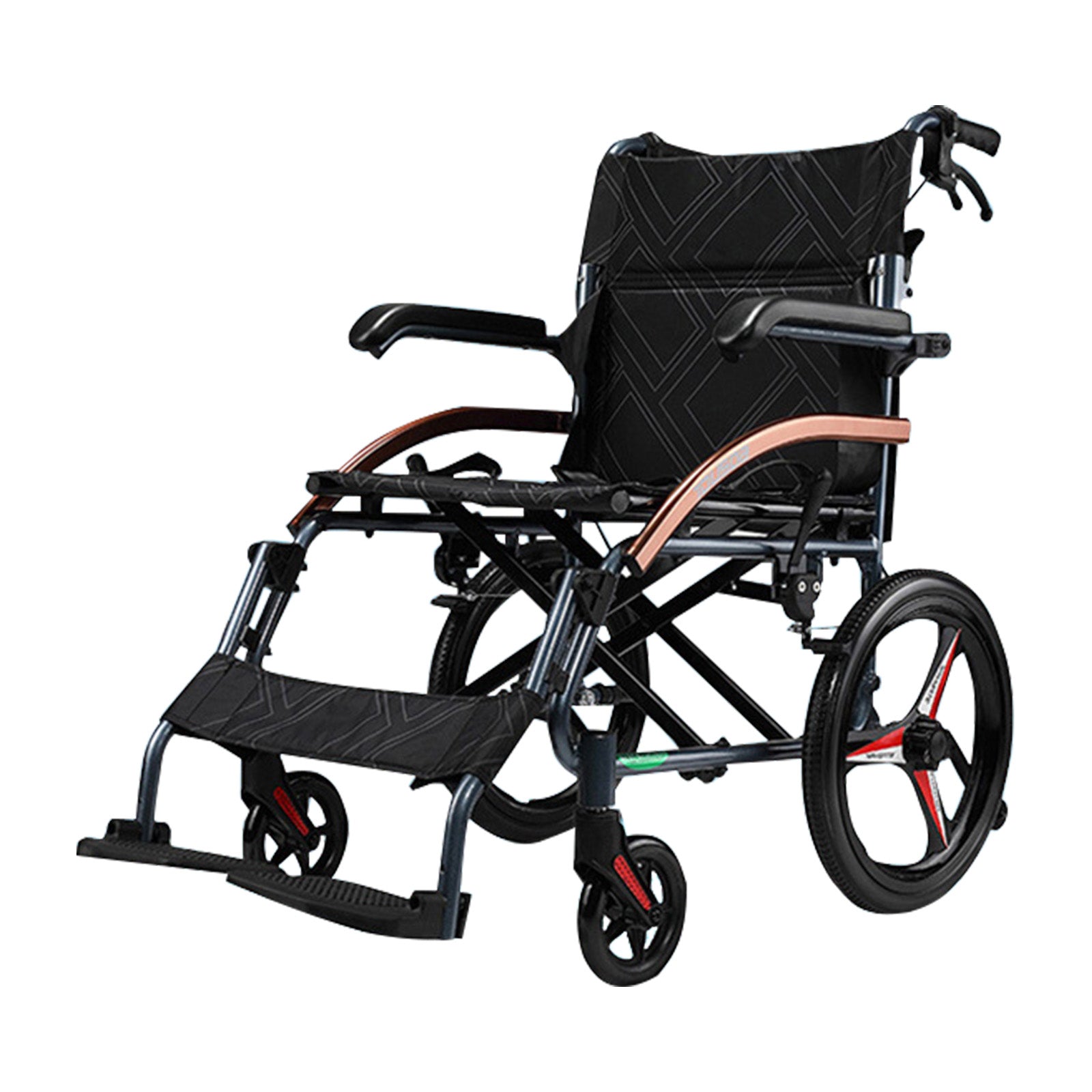 Hand-Push Aluminum Alloy Frame Wheelchair with Magnesium Alloy Wheels Adjustable Footrests and Eco-Friendly Oxford Fabric Seat – Lightweight Easy-to-Fold