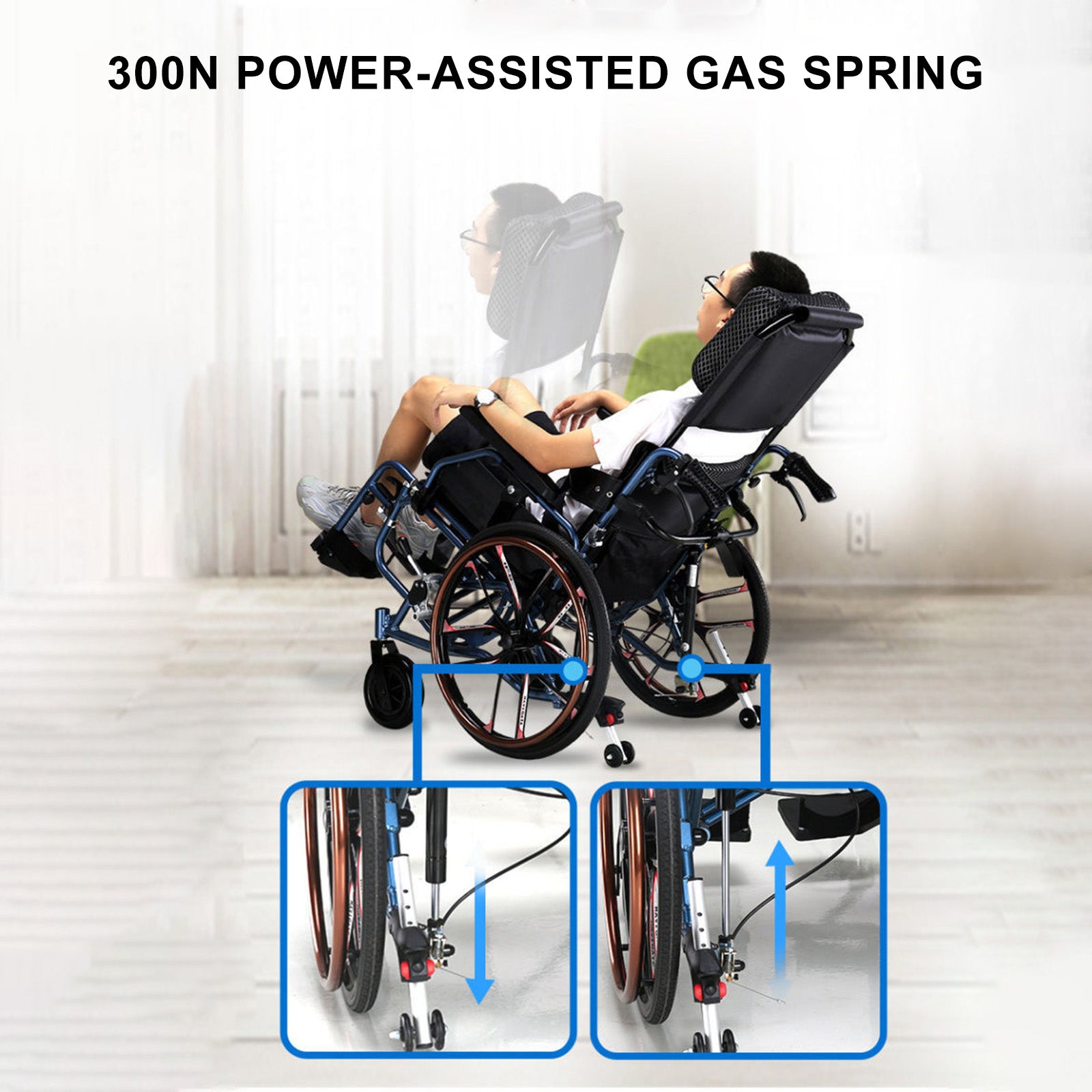 Zero-Gravity Reclining Wheelchair with Dual-Pressure Frame Adjustable Leg Support  and Magnesium Alloy Shock-Absorbing Wheels – Comfortable