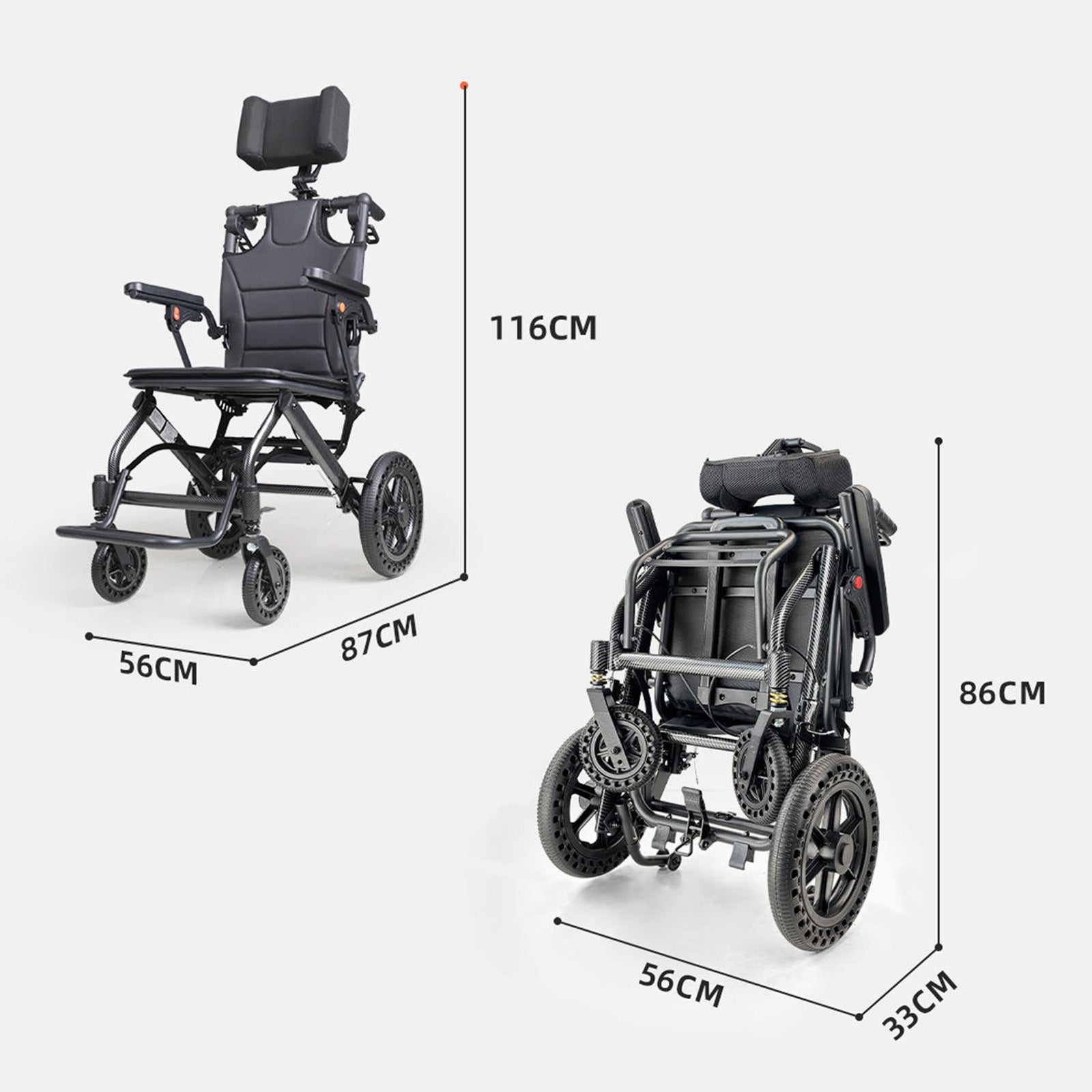 Foldable Manual Wheelchair with Lightweight Aluminum Alloy Frame Shock-Absorbing Honeycomb Wheels