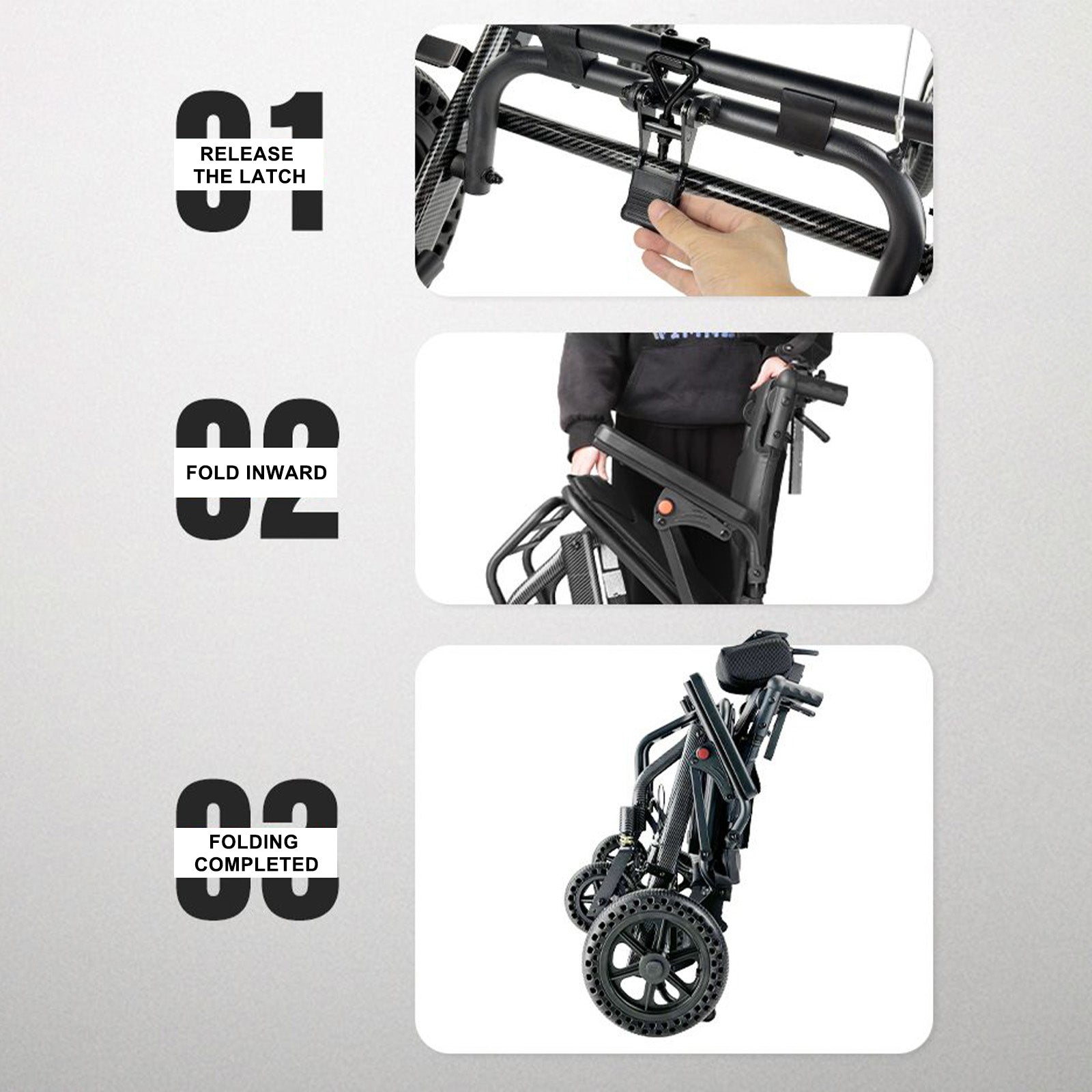 Foldable Manual Wheelchair with Lightweight Aluminum Alloy Frame Shock-Absorbing Honeycomb Wheels