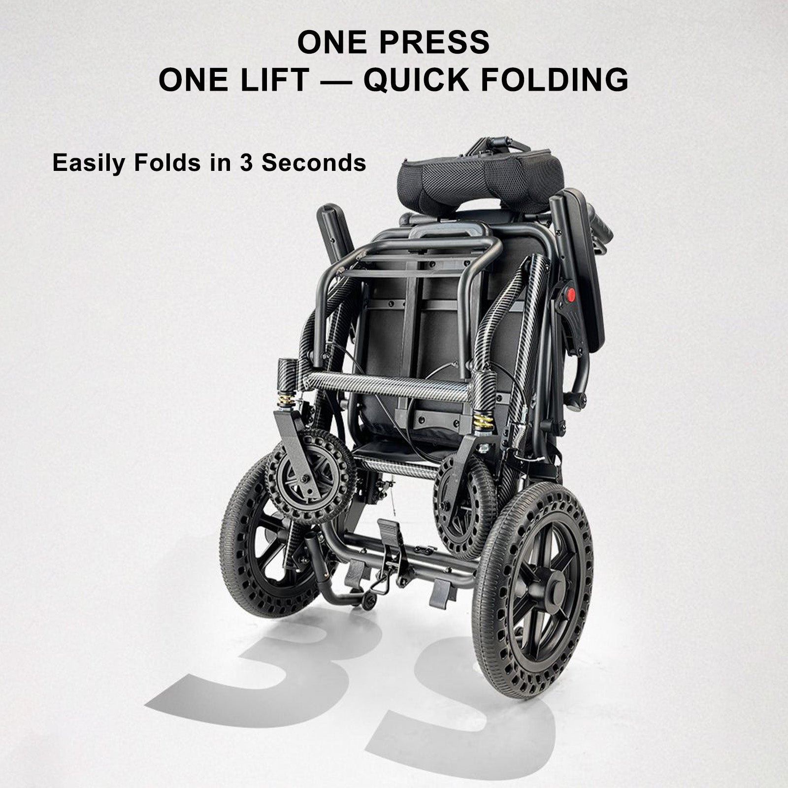 Foldable Manual Wheelchair with Lightweight Aluminum Alloy Frame Shock-Absorbing Honeycomb Wheels