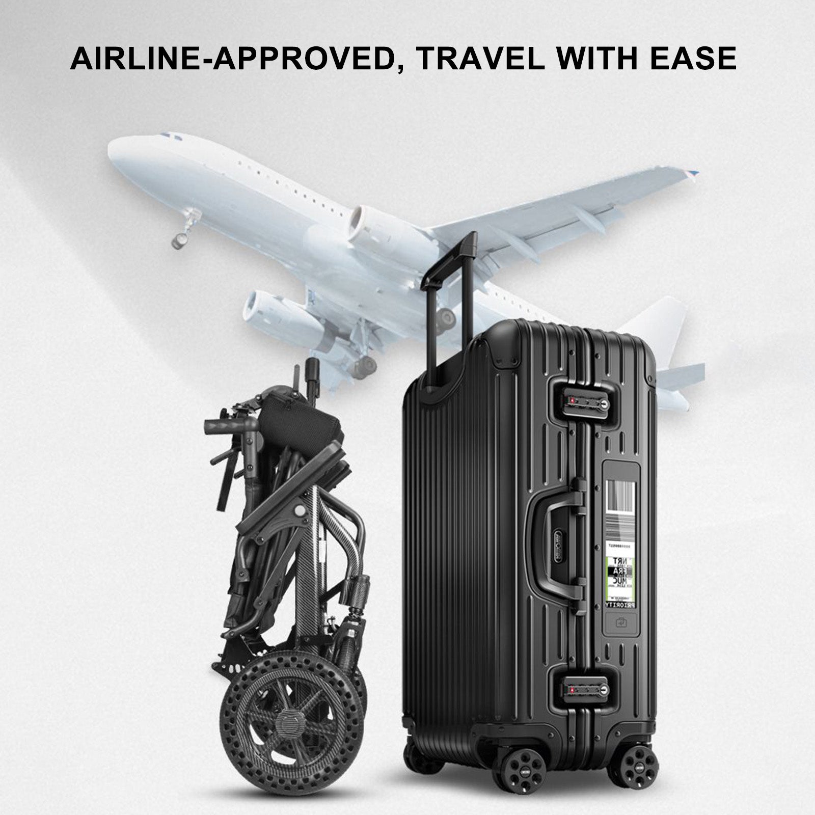 Foldable Manual Wheelchair with Lightweight Aluminum Alloy Frame Shock-Absorbing Honeycomb Wheels