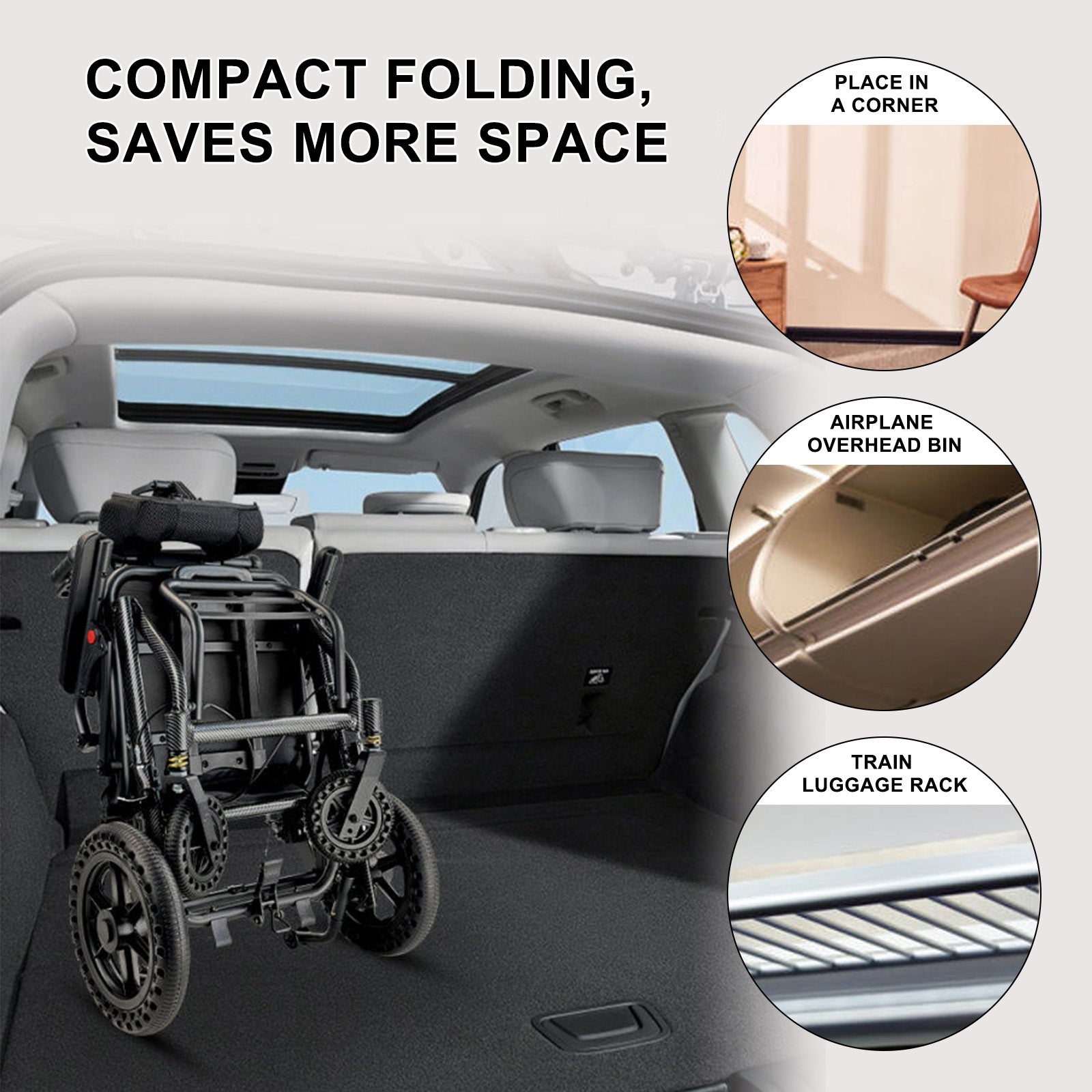 Foldable Manual Wheelchair with Lightweight Aluminum Alloy Frame Shock-Absorbing Honeycomb Wheels