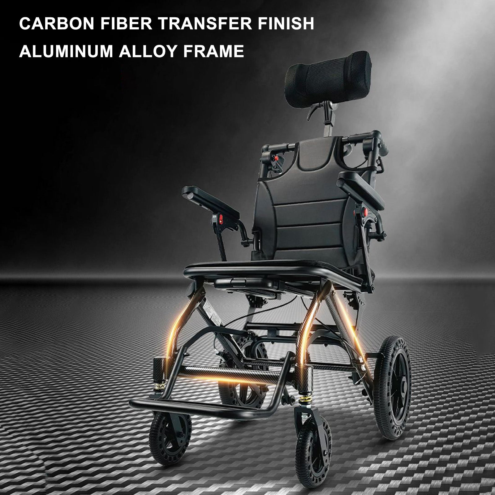 Foldable Manual Wheelchair with Lightweight Aluminum Alloy Frame Shock-Absorbing Honeycomb Wheels