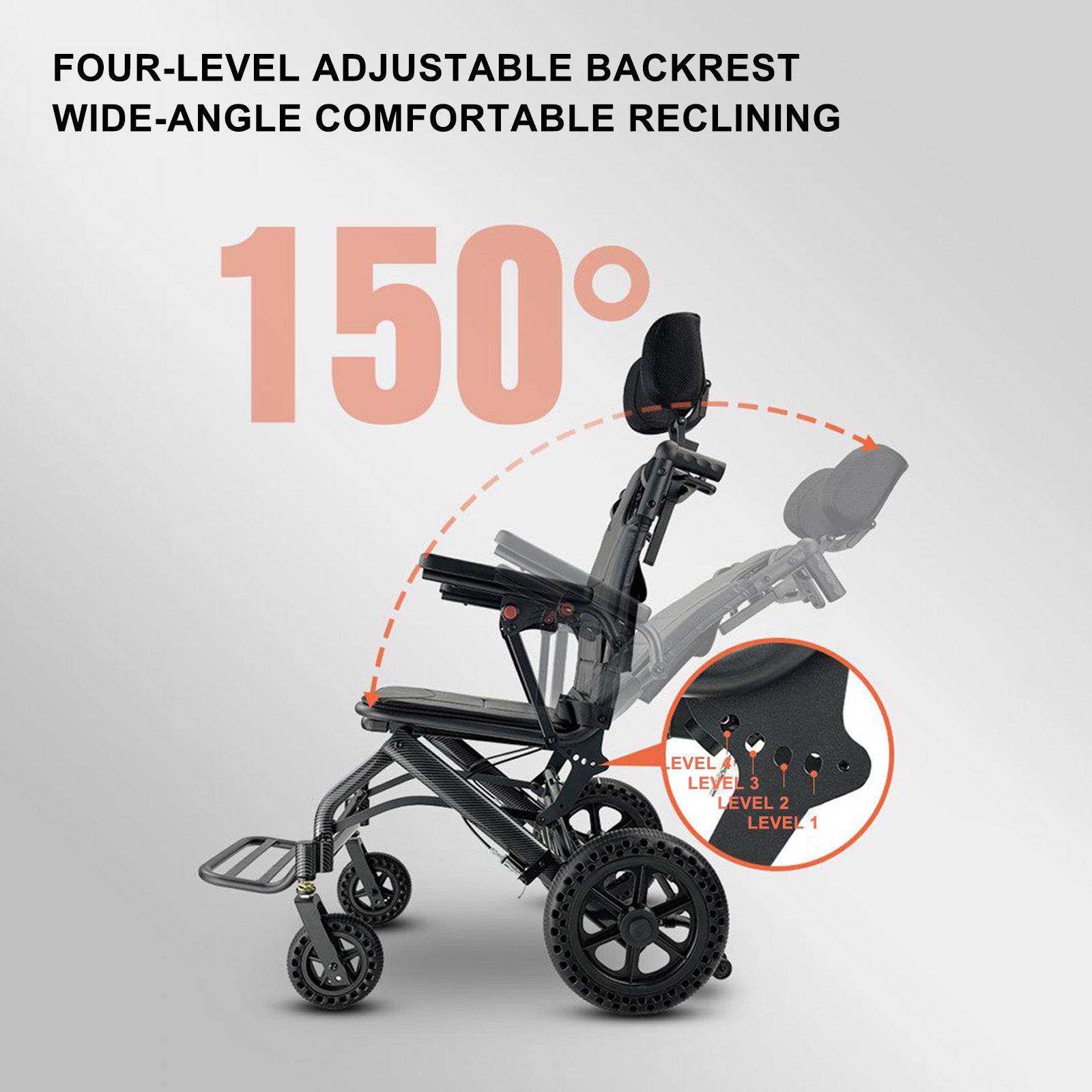 Foldable Manual Wheelchair with Lightweight Aluminum Alloy Frame Shock-Absorbing Honeycomb Wheels