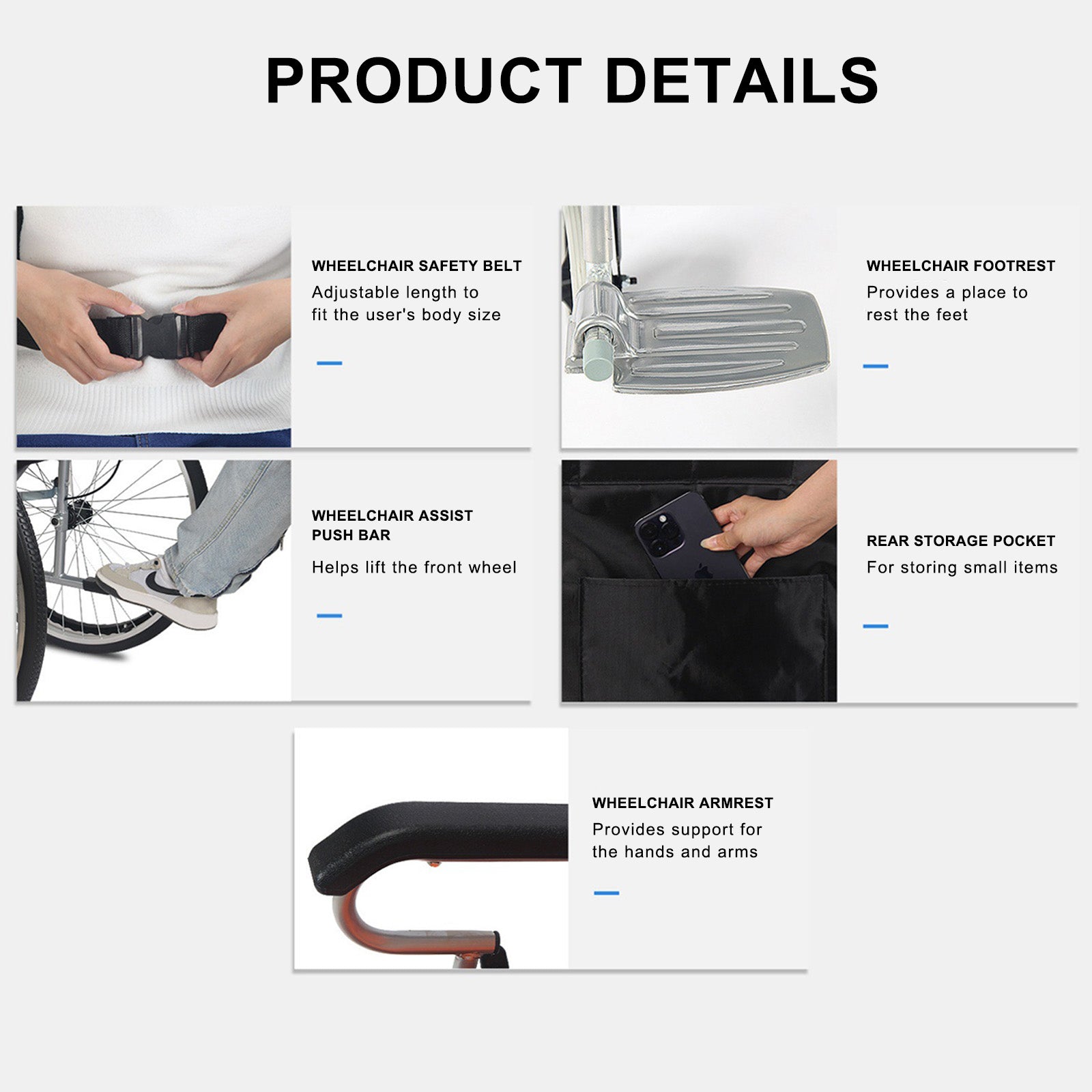 24" Lightweight Manual Wheelchair with Dual X-Frame Support Airless Tires & Foldable Design – Ideal for Daily Use & Easy Transport