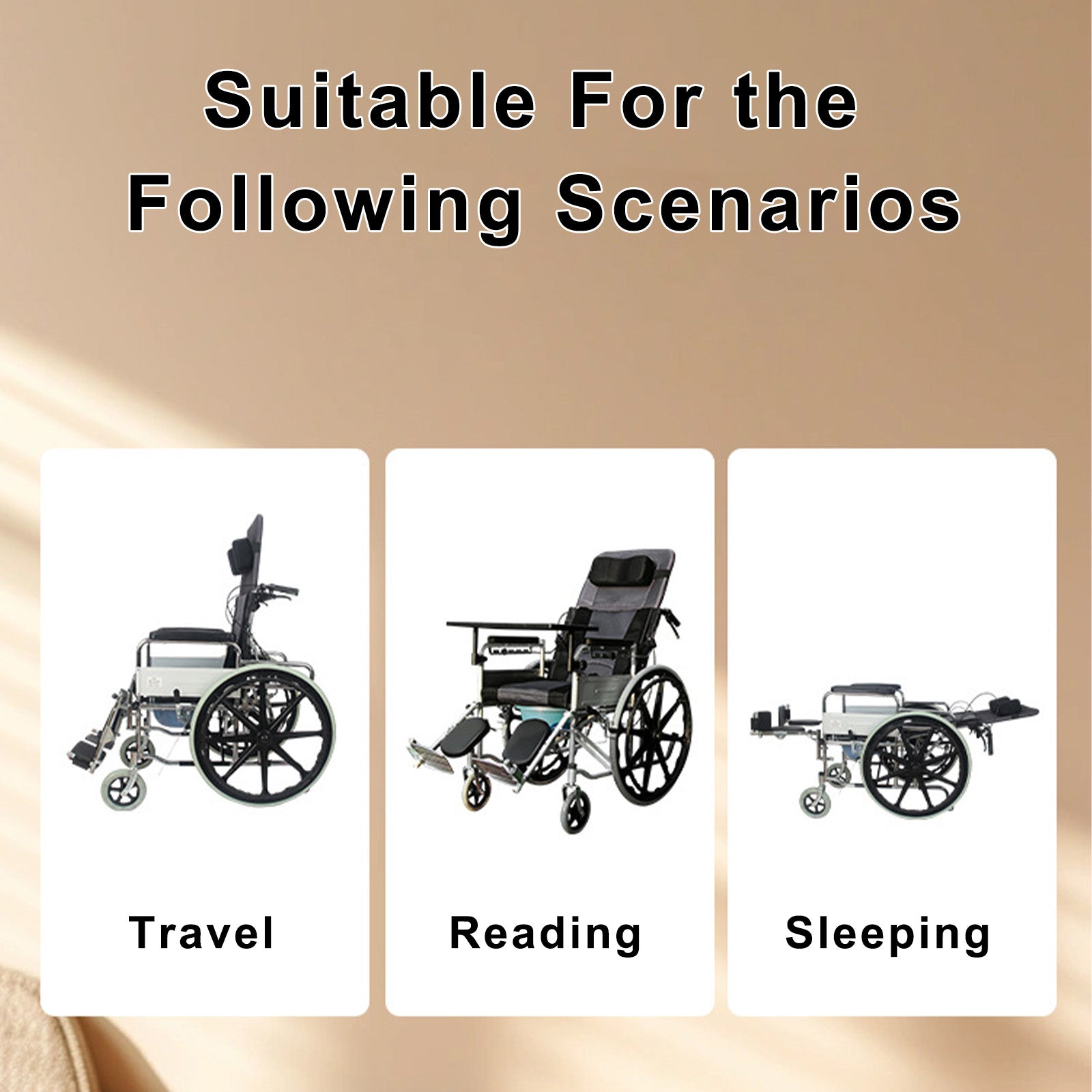 Adjustable Reclining Manual Wheelchair – Full Recline Breathable Mesh and Solid Tires for Comfort and Mobility