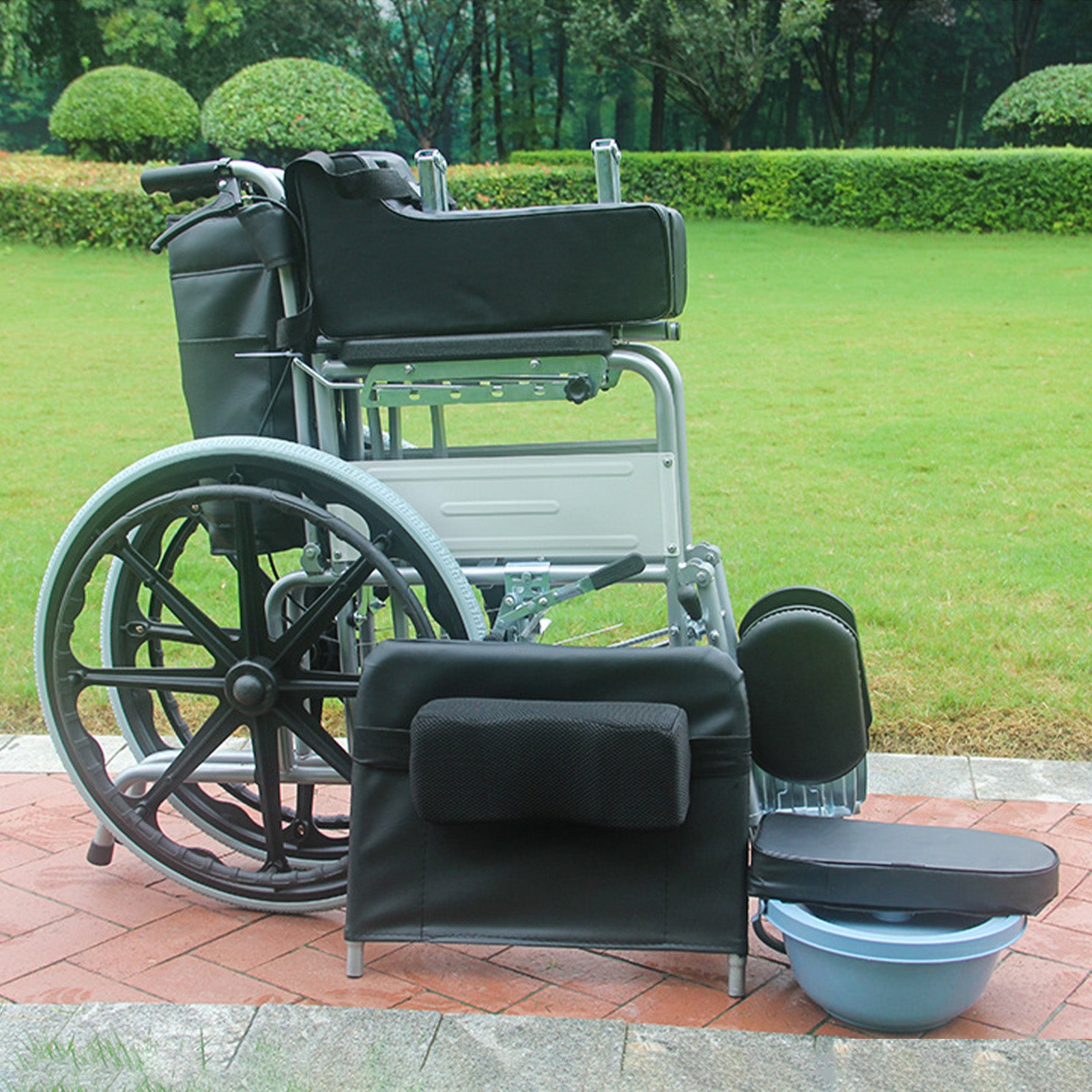 Adjustable Reclining Manual Wheelchair – Full Recline Breathable Mesh and Solid Tires for Comfort and Mobility