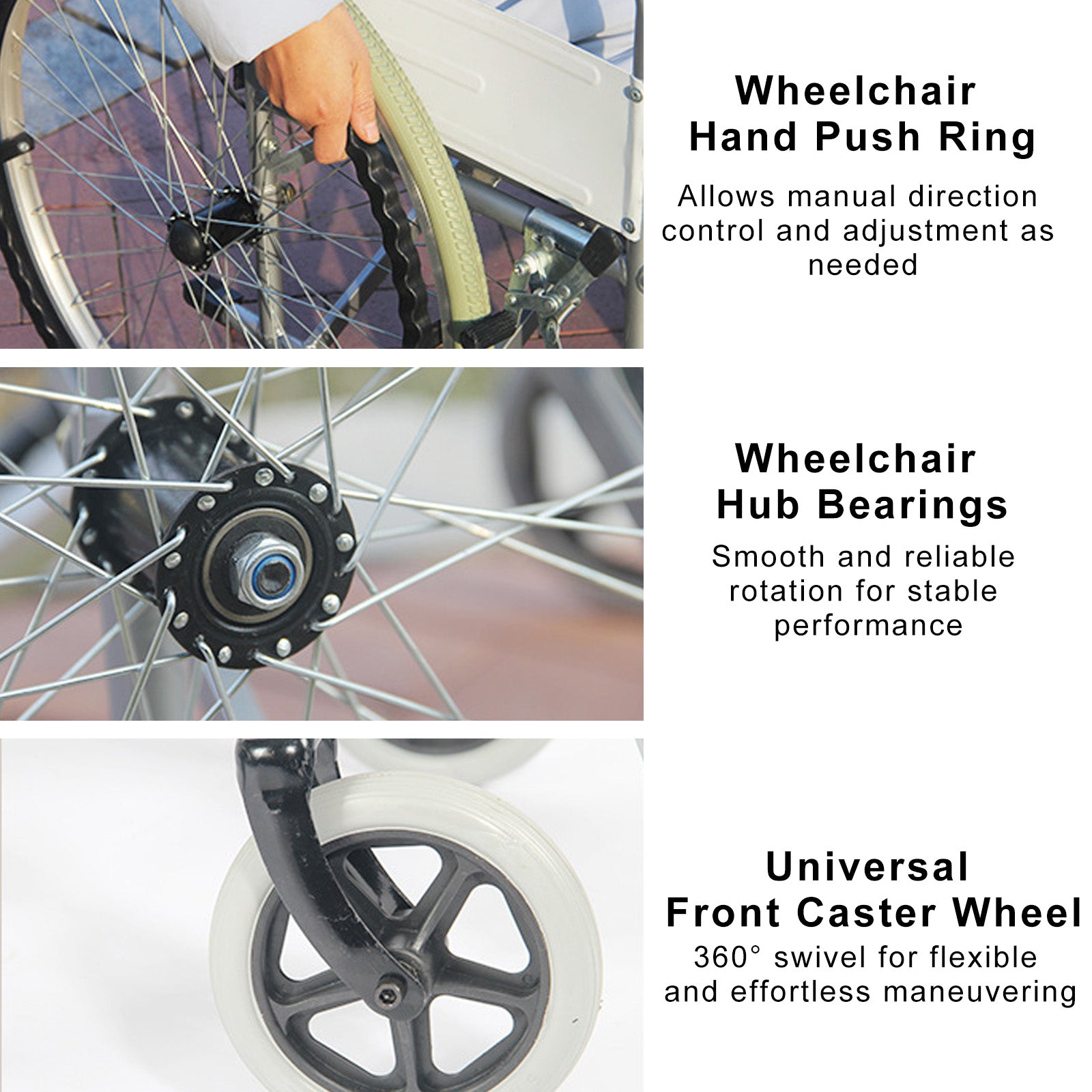 24-Inch Manual Wheelchair with Dual Brakes Carbon Steel Frame - Lightweight & Foldable for Easy Storage