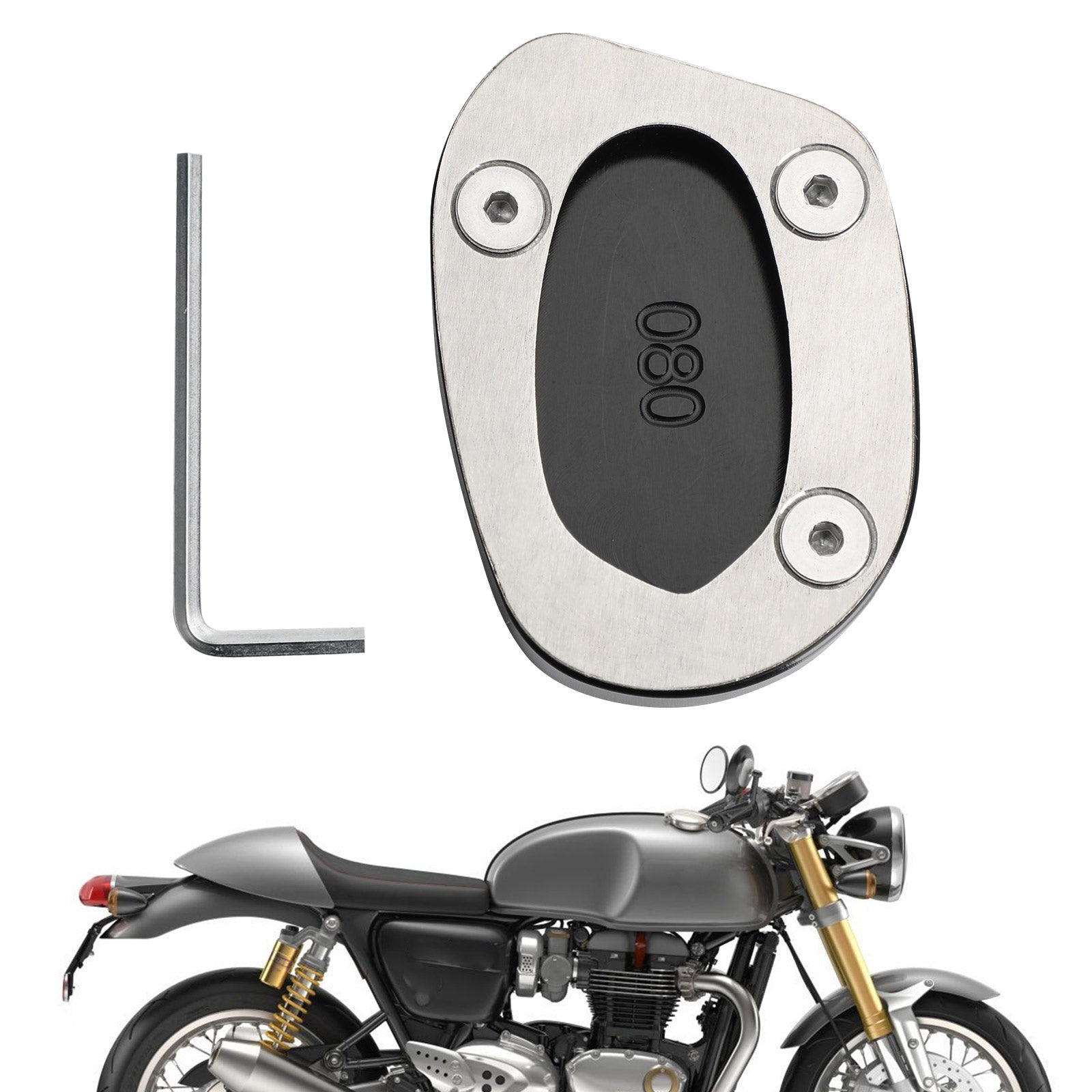 Kickstand Sidestand Enlarge Plate Pad CNC Aluminium Alloy for Triumph Thruxton 1200 1200R 2016-2020