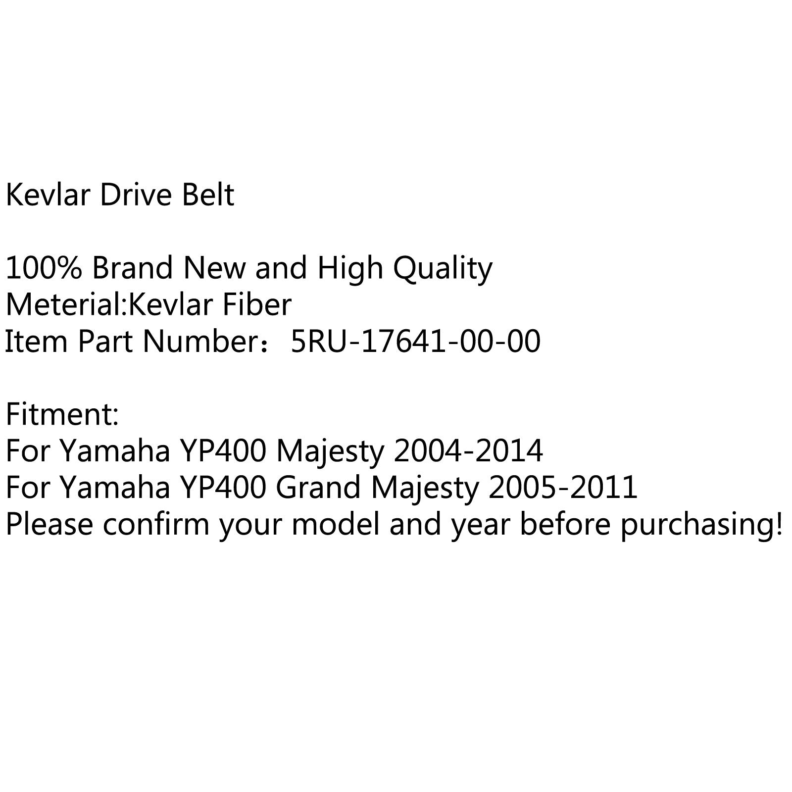 2005-2011 Yamaha YP400 Grand Majesty Transmission Belt Premium Drive Belt 5RU-17641-00-00 Generic