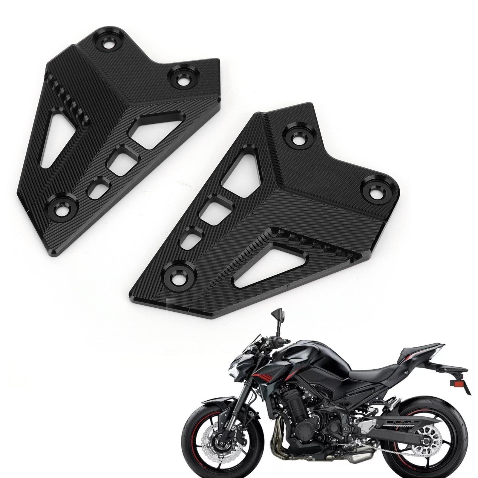 2017-2020 Kawasaki Z900 ZR900 CNC Aluminum Heel Guards Rearset Plates Generic