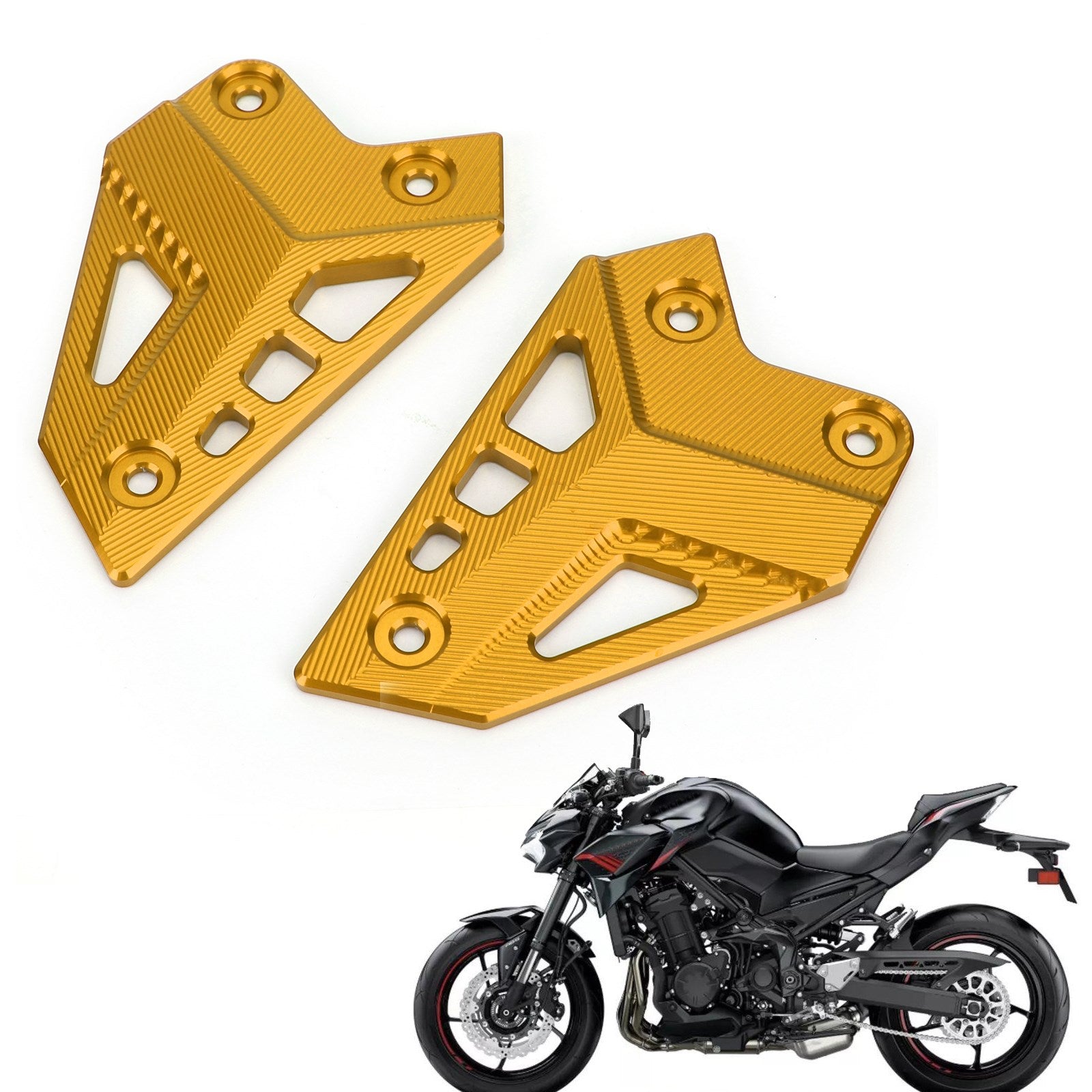 2017-2020 Kawasaki Z900 ZR900 CNC Aluminum Heel Guards Rearset Plates Generic